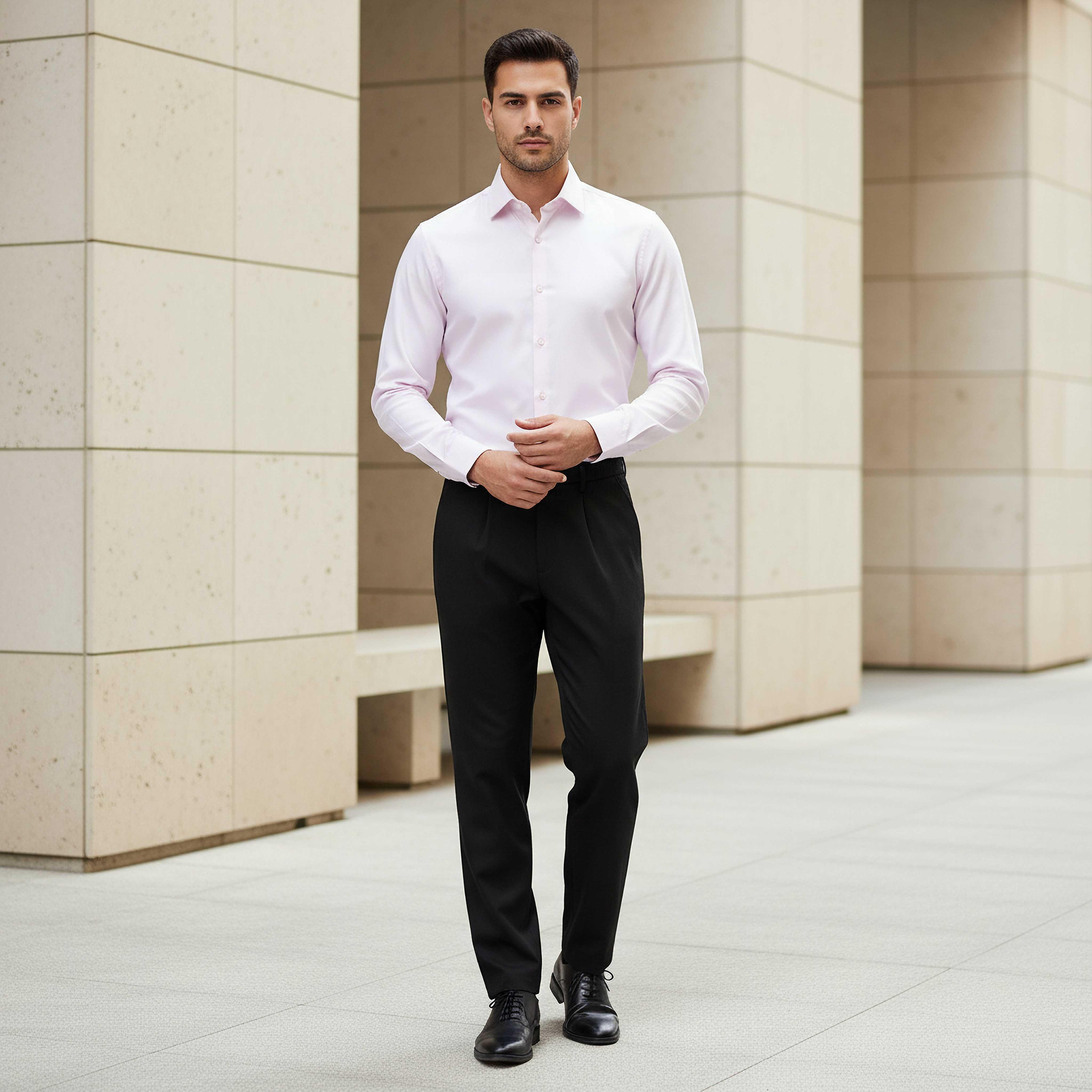 قميص بارز الملمس بقصّة عادية وأكمام طويلة للرجال-men-clothing-shirts-image-4