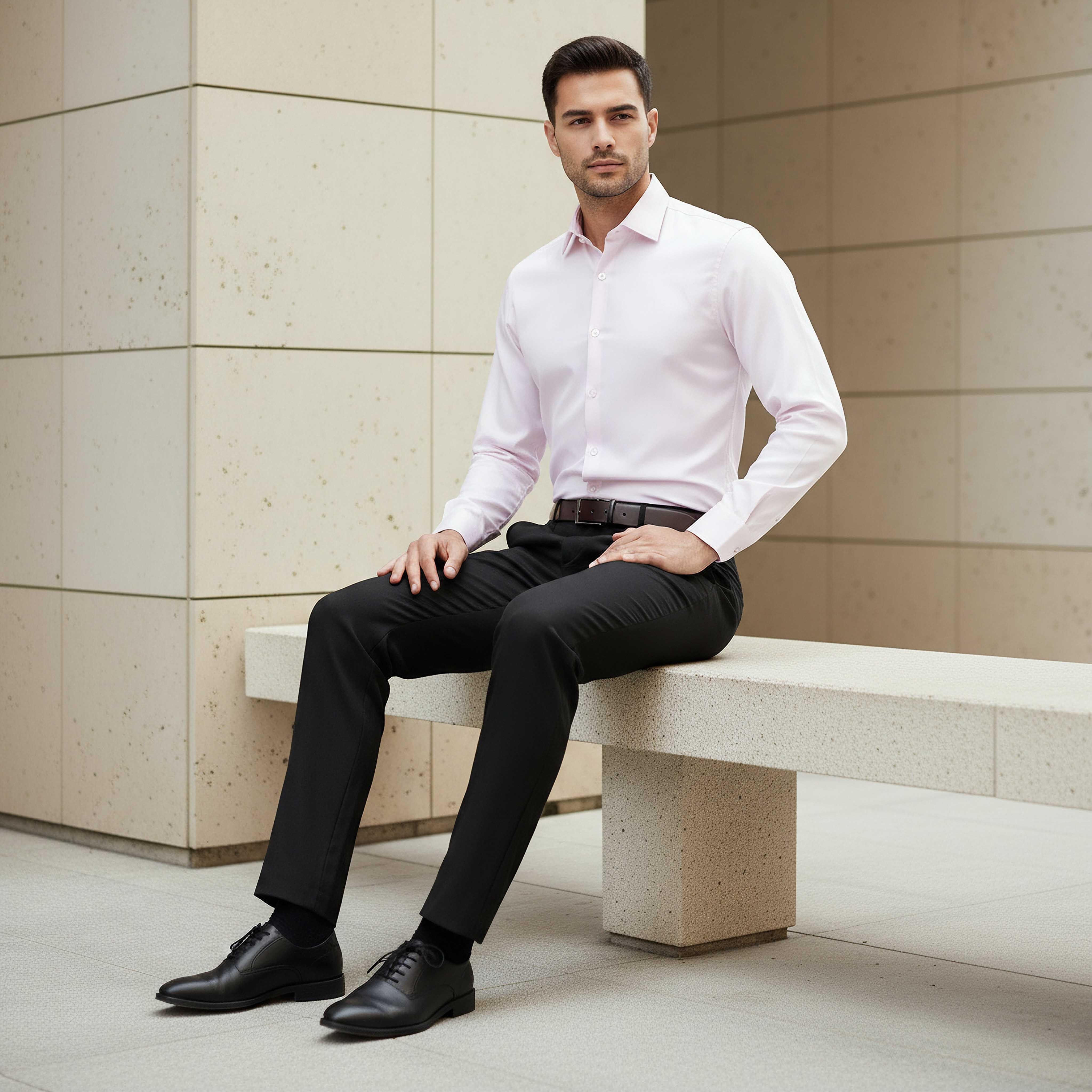 قميص بارز الملمس بقصّة عادية وأكمام طويلة للرجال-men-clothing-shirts-image-5