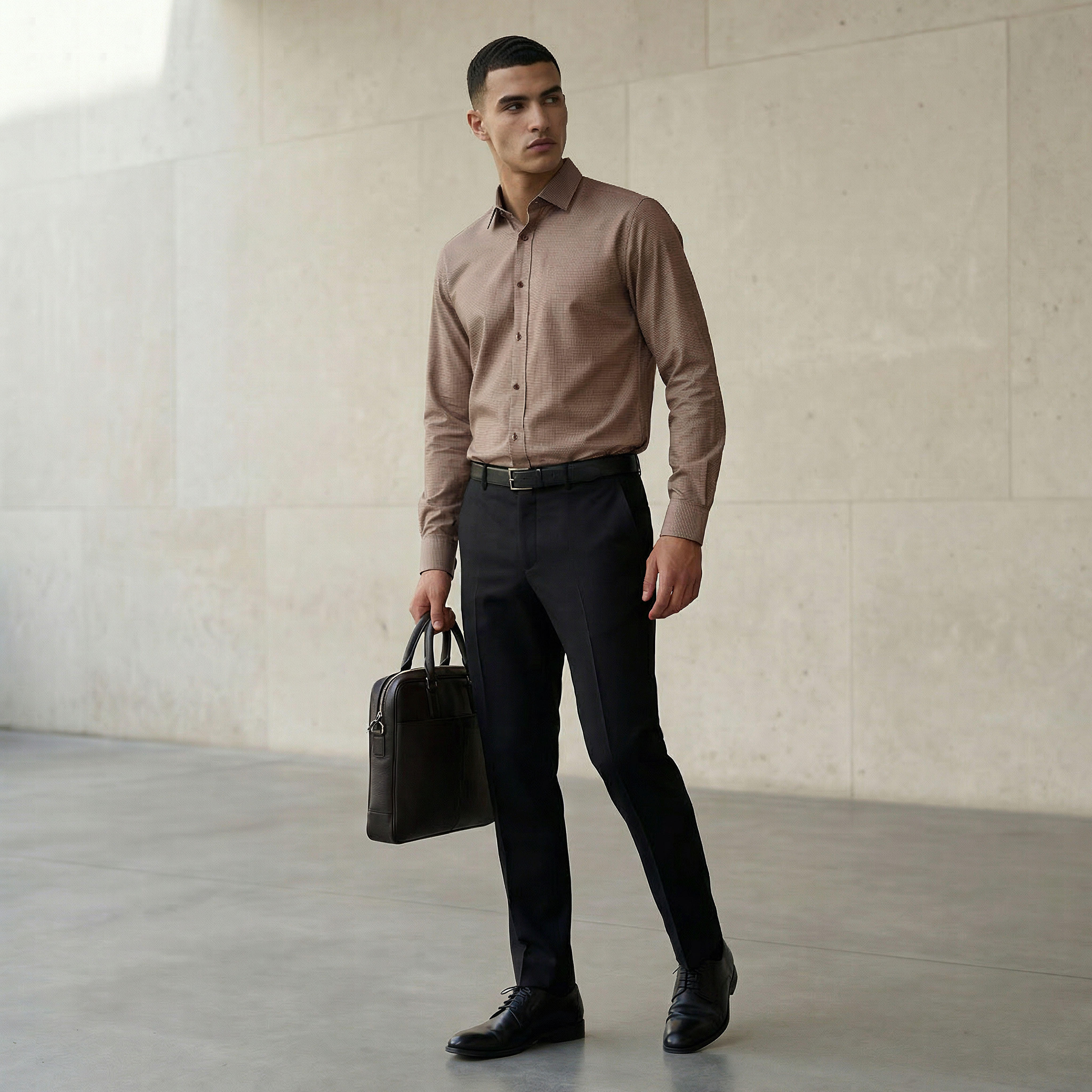 Men Regular Fit Collared Textured Long Sleeves Shirt-men-clothing-shirts-image-3