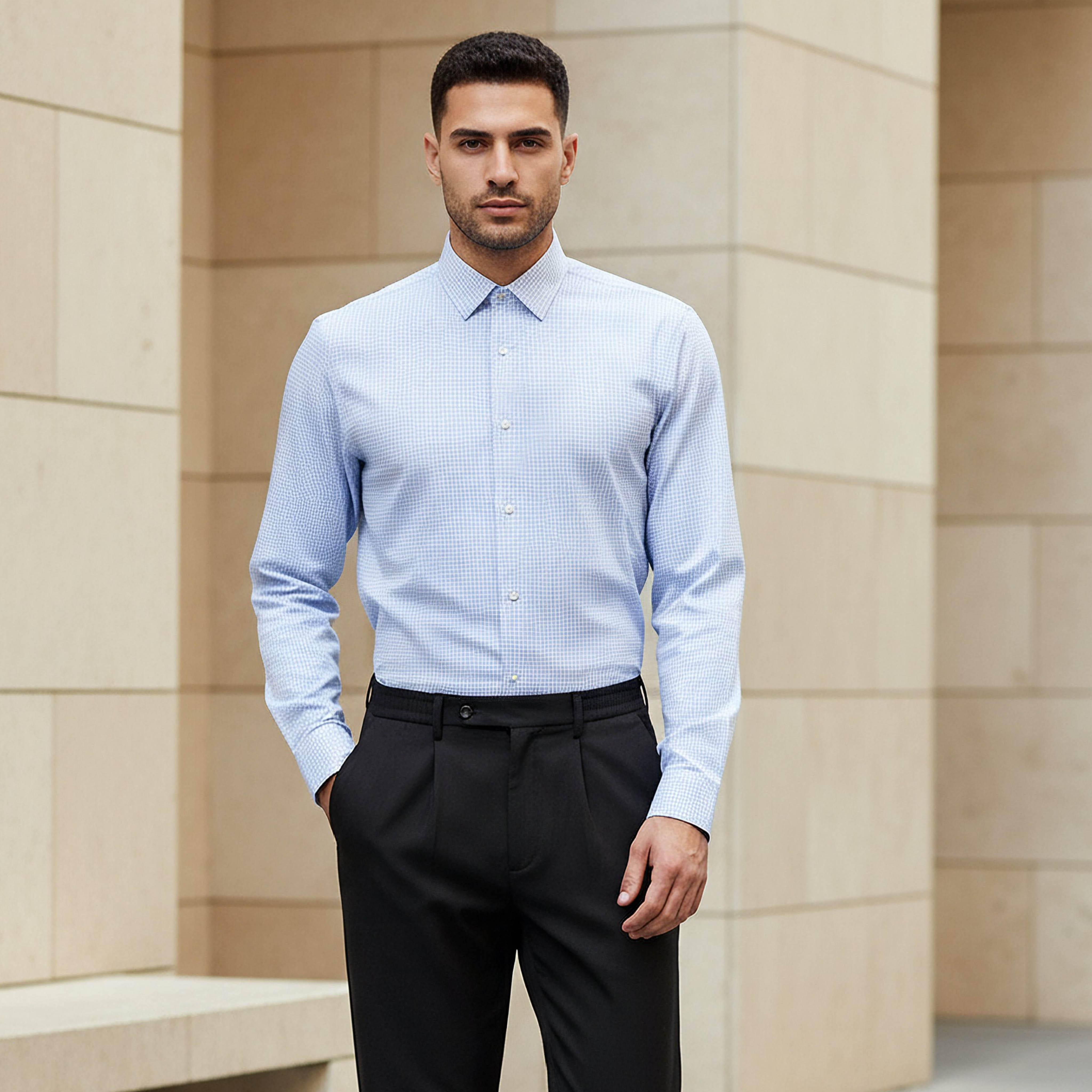 قميص رجالي كاروهات بأكمام طويلة وقصة عادية-men-clothing-shirts-image-1