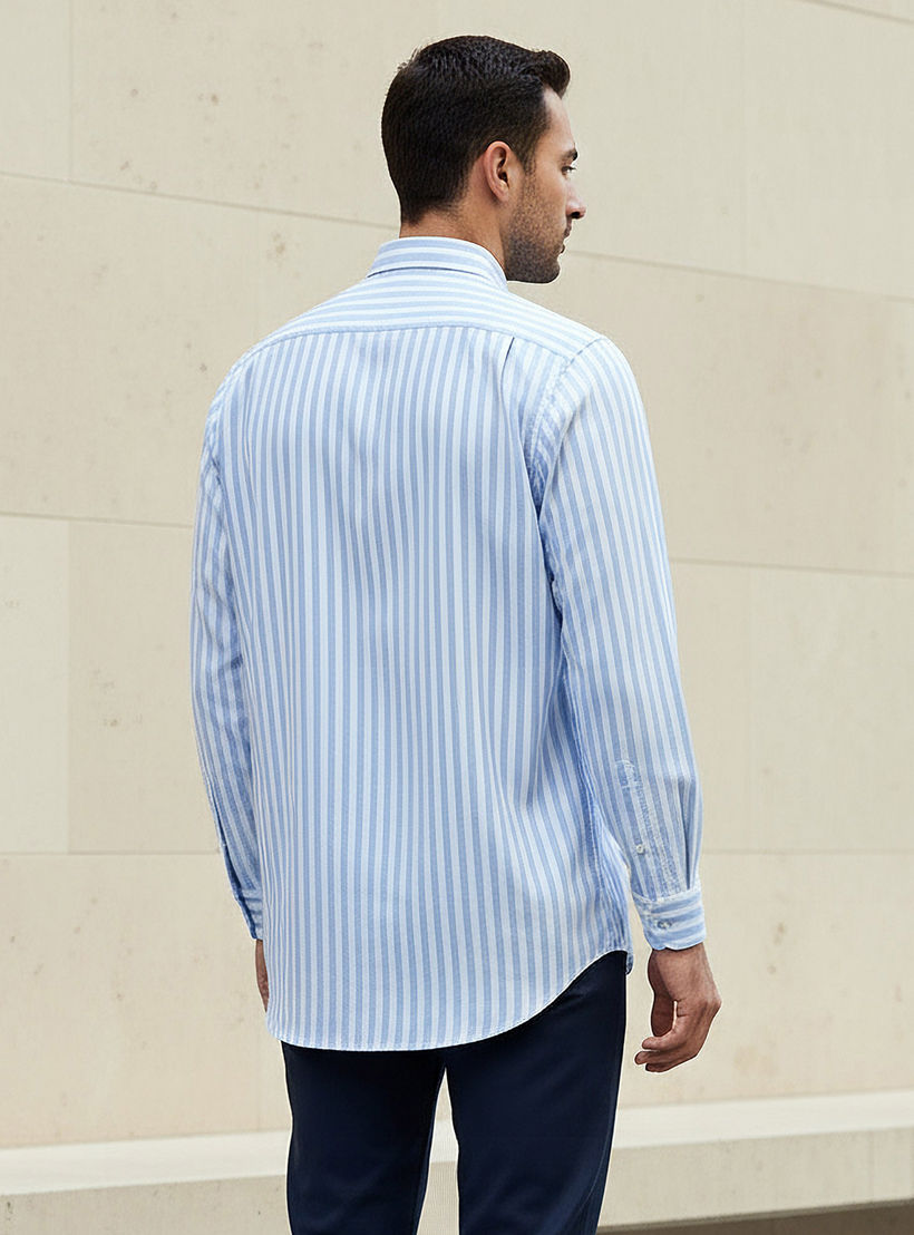 قميص مخطط بقصة عادية وأكمام طويلة للرجال-men-clothing-shirts-image-3
