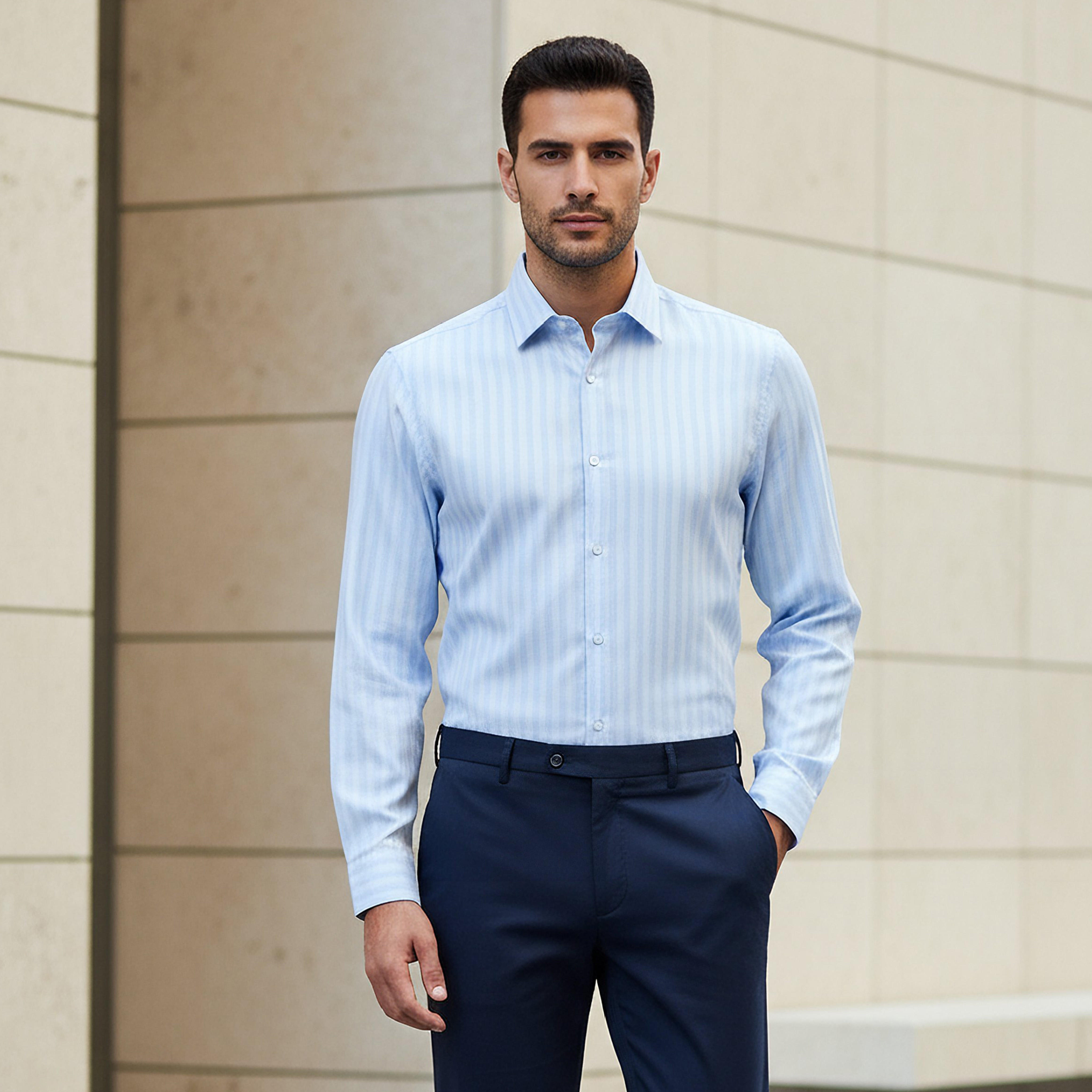 Men Regular Fit Striped Long Sleeve Shirt-men-clothing-shirts-image-1