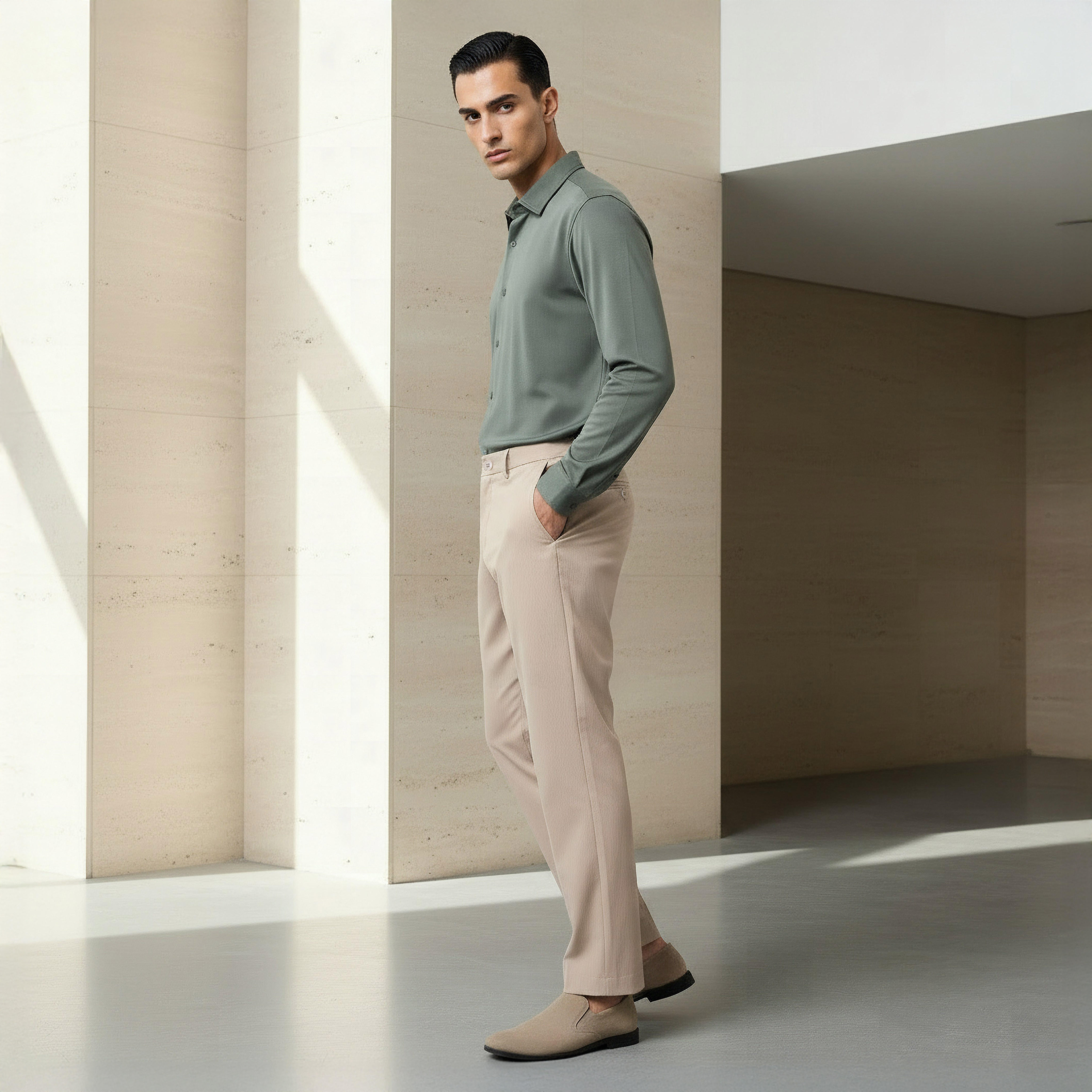 بنطلون بقصة سليم وخصر مرن -men-clothing-bottoms-trousersandchinos-trousers-image-3
