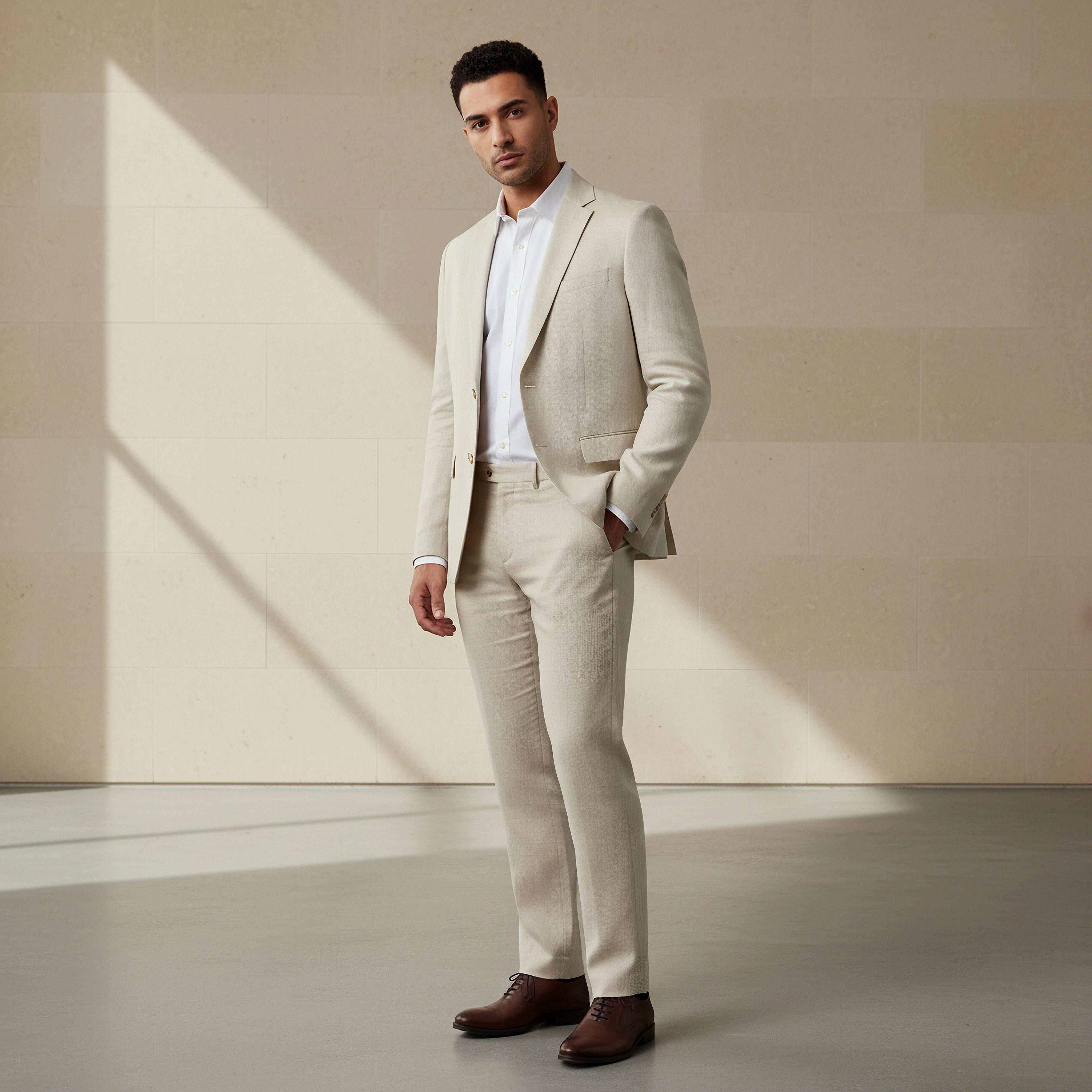 Men Slim Fit Herringbone Linen Blend Blazer-men-winterwear-jacketsandblazers-image-2