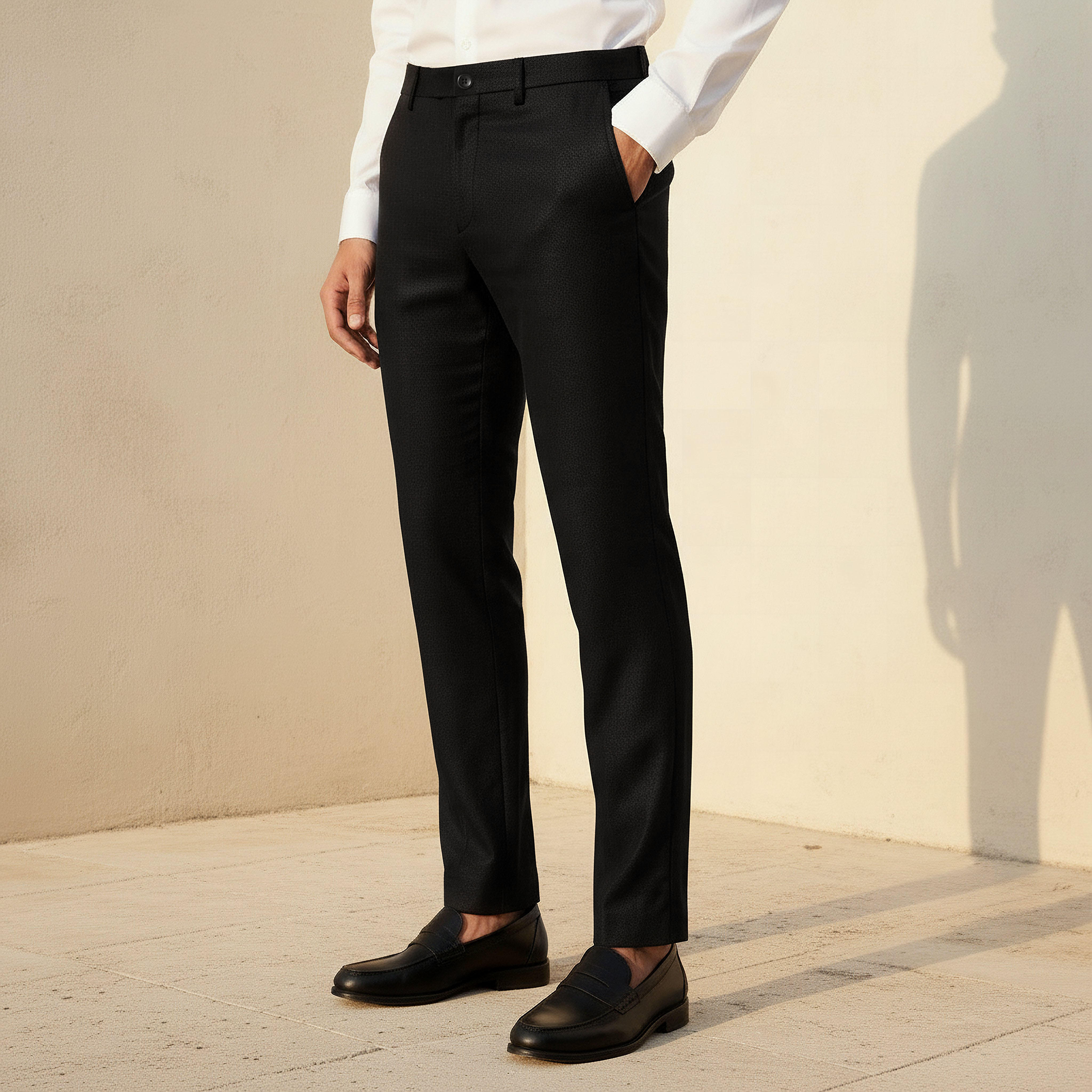Slim Fit Linen Blend Flexi Waist Formal Trousers-men-clothing-coordsets-image-1