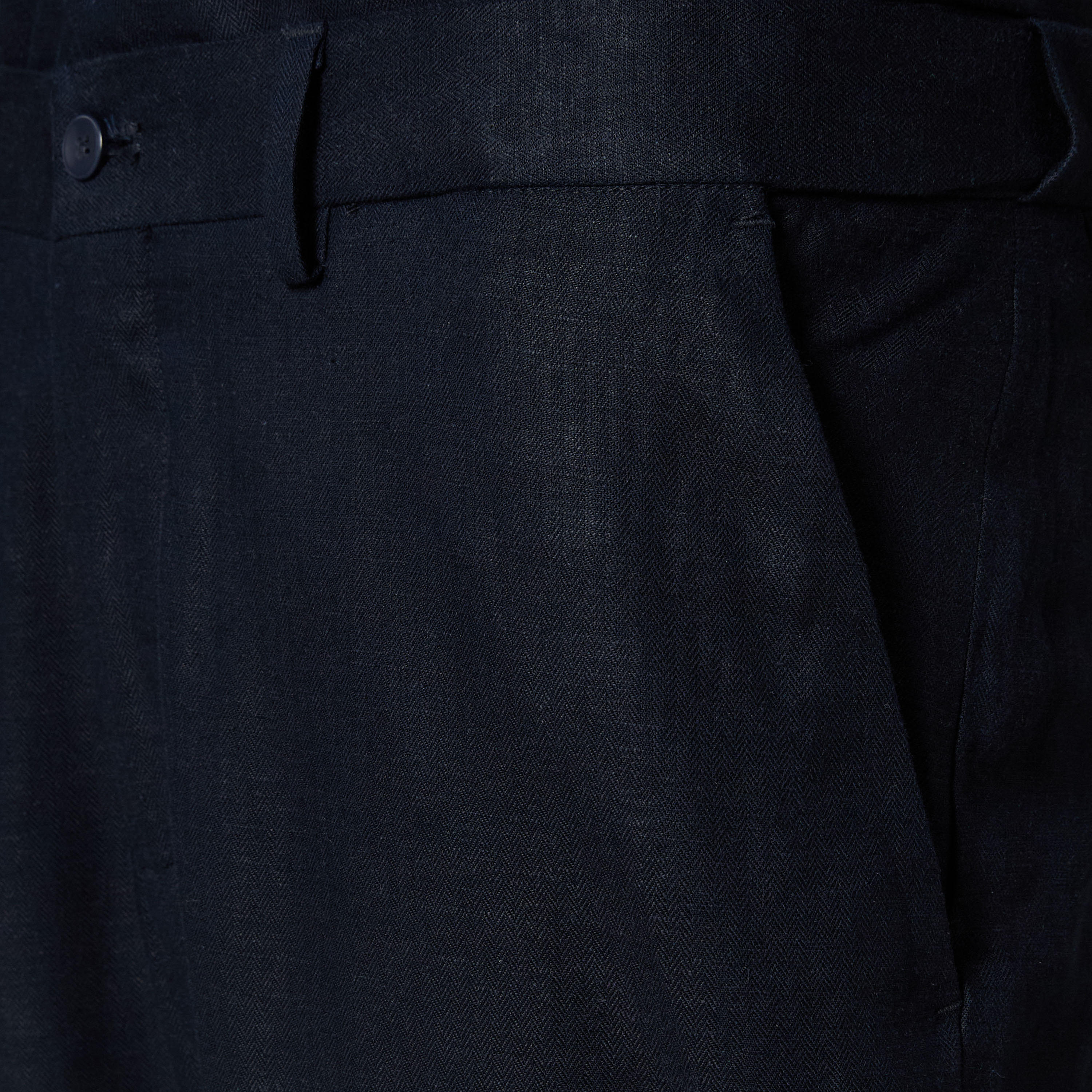 Slim Fit Linen Blend Flexi Waist Formal Trousers-men-clothing-coordsets-image-2