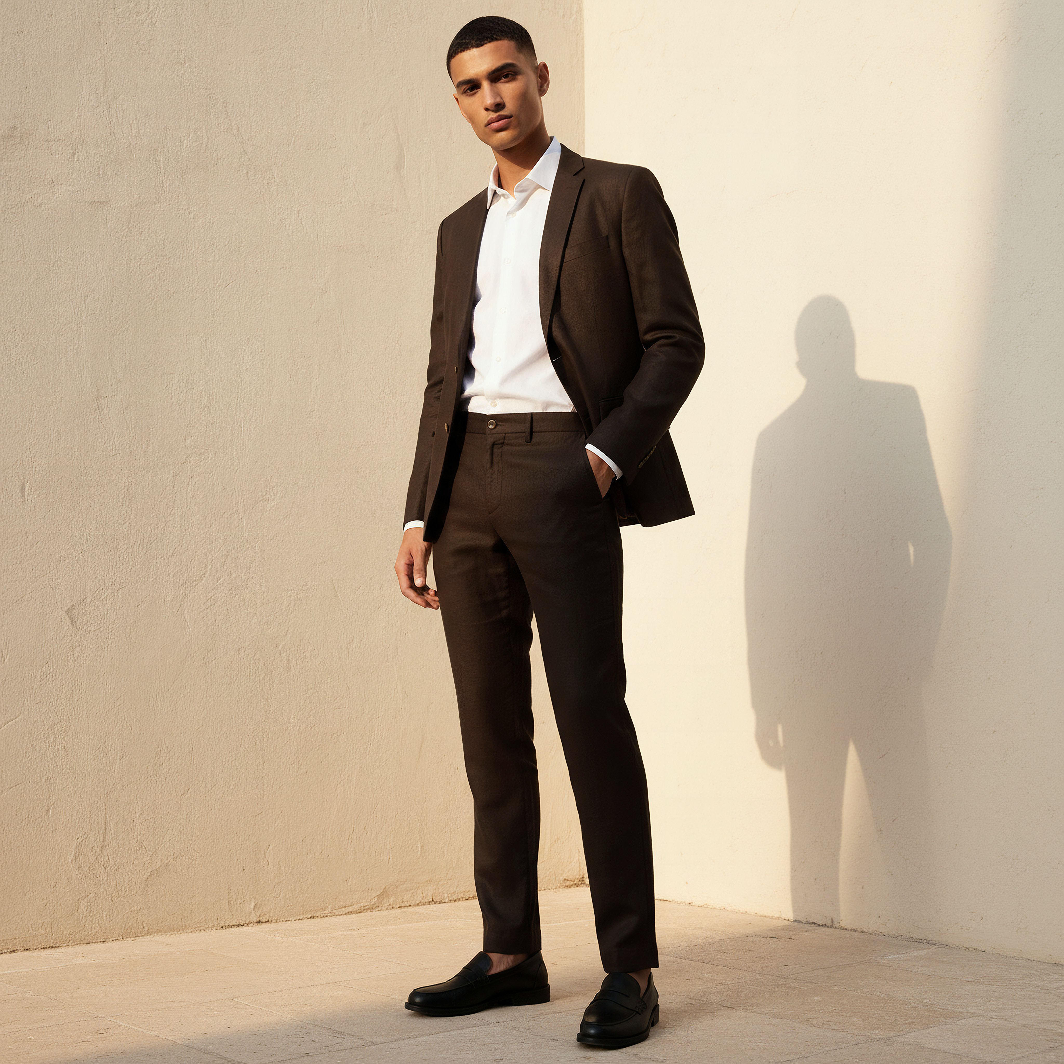 Slim Fit Linen Blend Flexi Waist Formal Trousers-men-clothing-coordsets-image-3