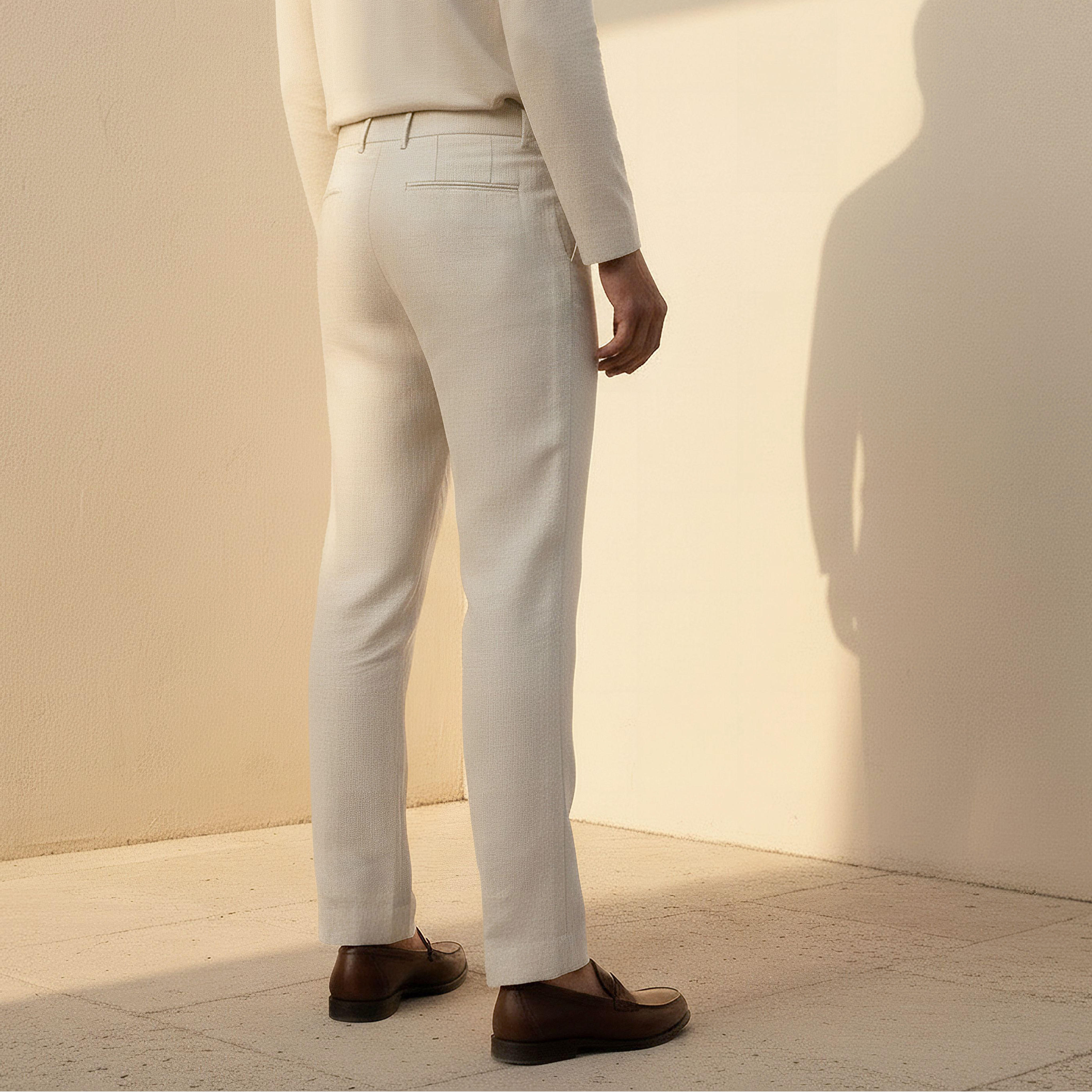 Slim Fit Linen Blend Flexi Waist Formal Trousers-men-clothing-coordsets-image-4