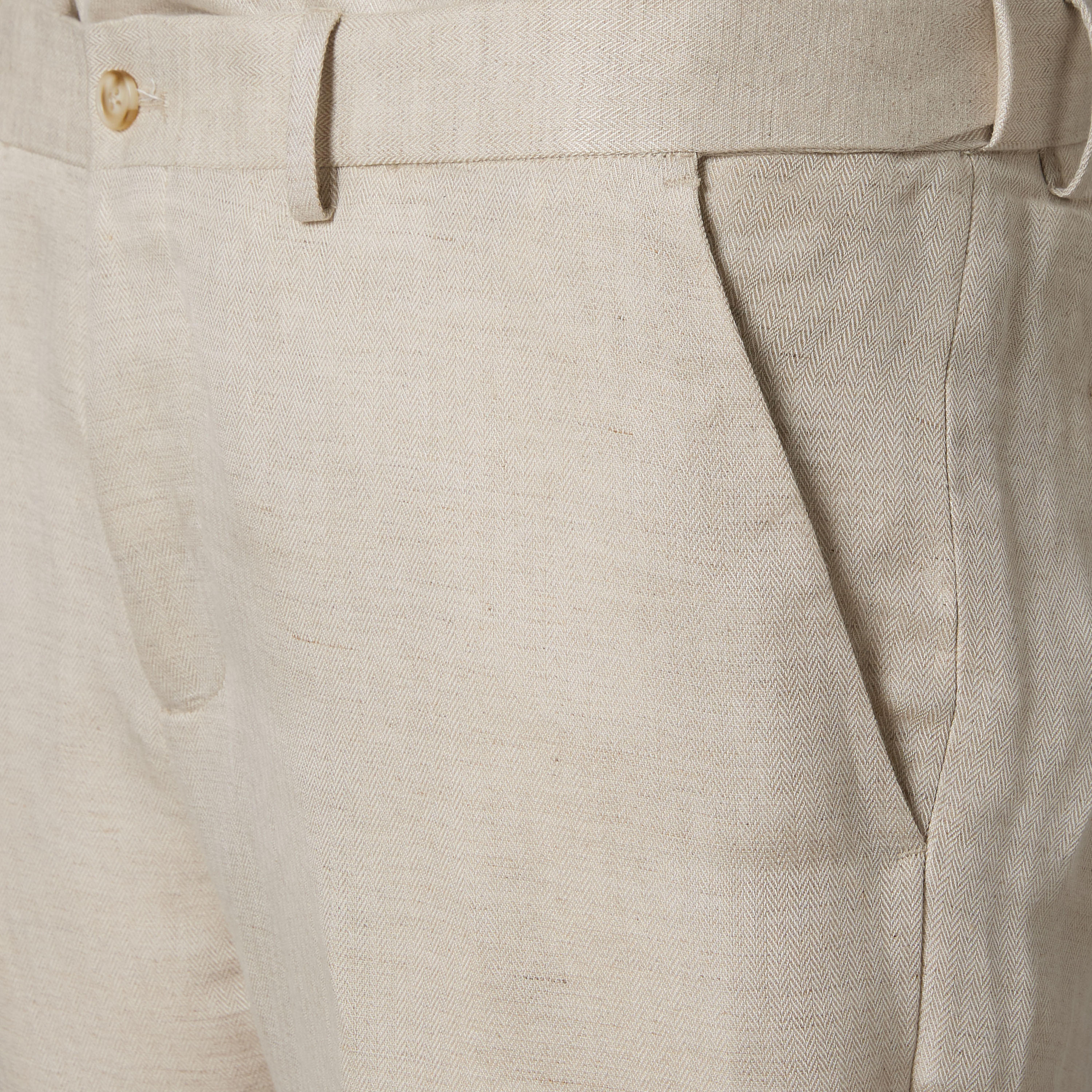بنطلون رسمي من مزيج الكتان بقصة سليم وخصر مرن-men-clothing-coordsets-image-2
