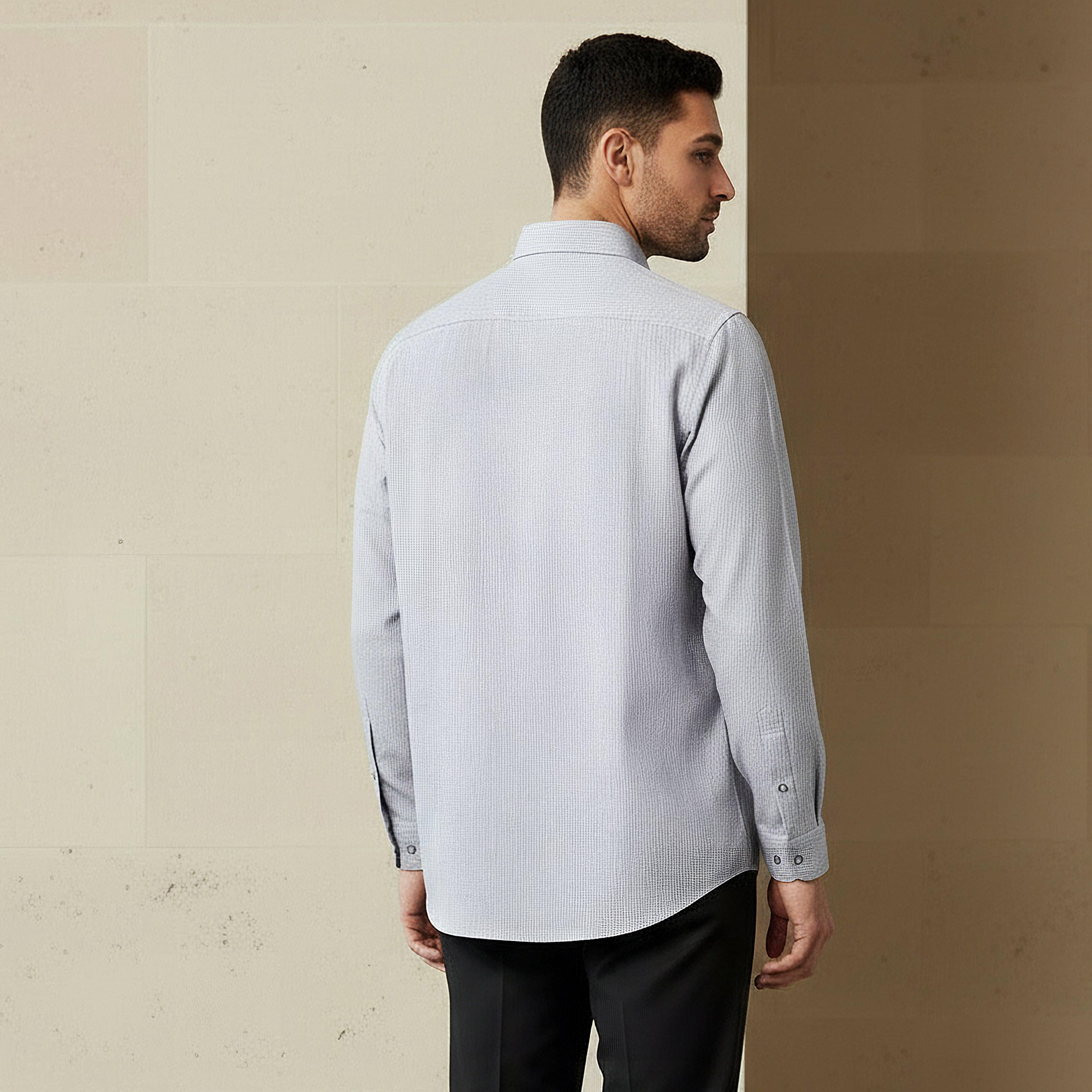 Men Slim Fit Spread Collar Textured Long Sleeve Shirt-men-clothing-shirts-image-3