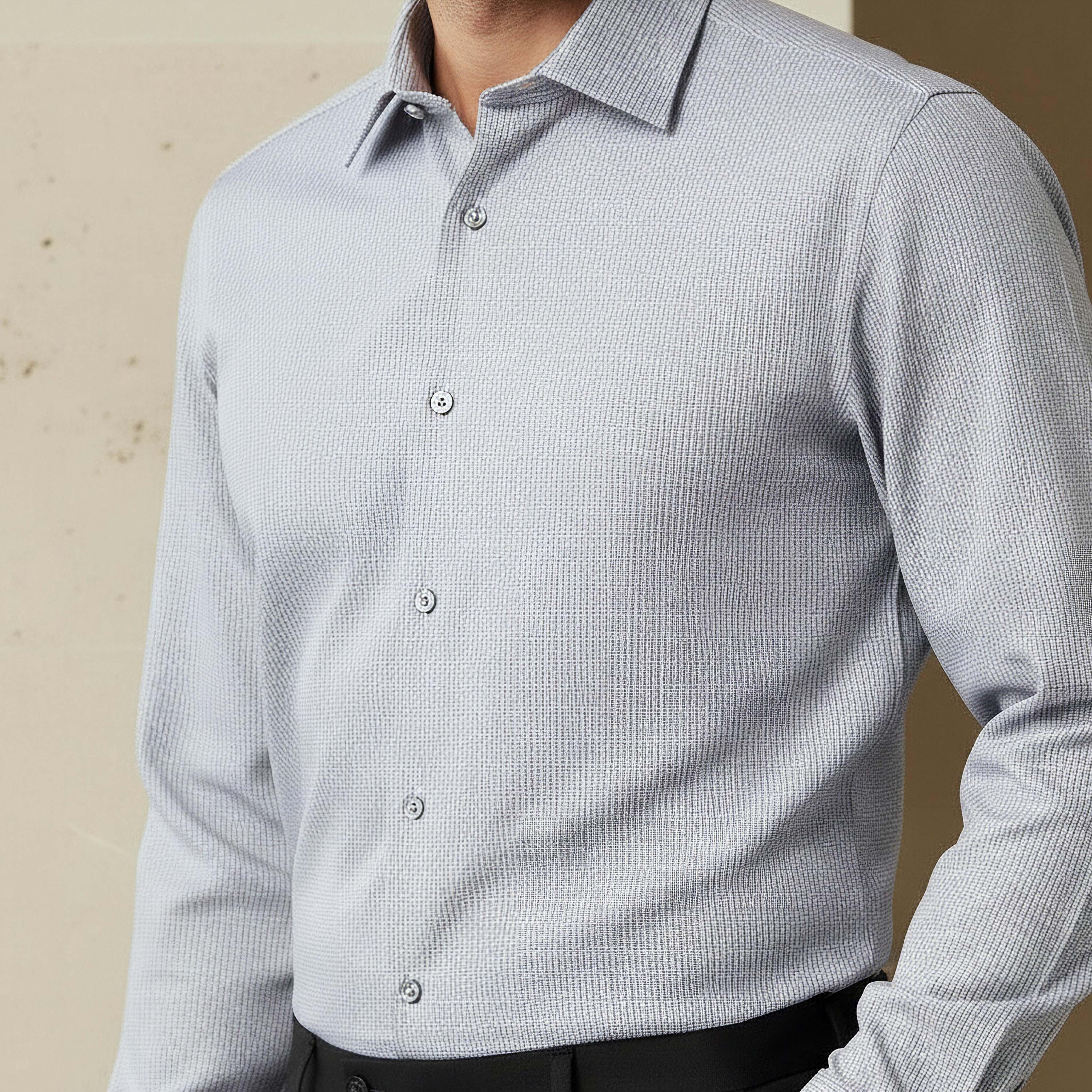 Men Slim Fit Spread Collar Textured Long Sleeve Shirt-men-clothing-shirts-image-4