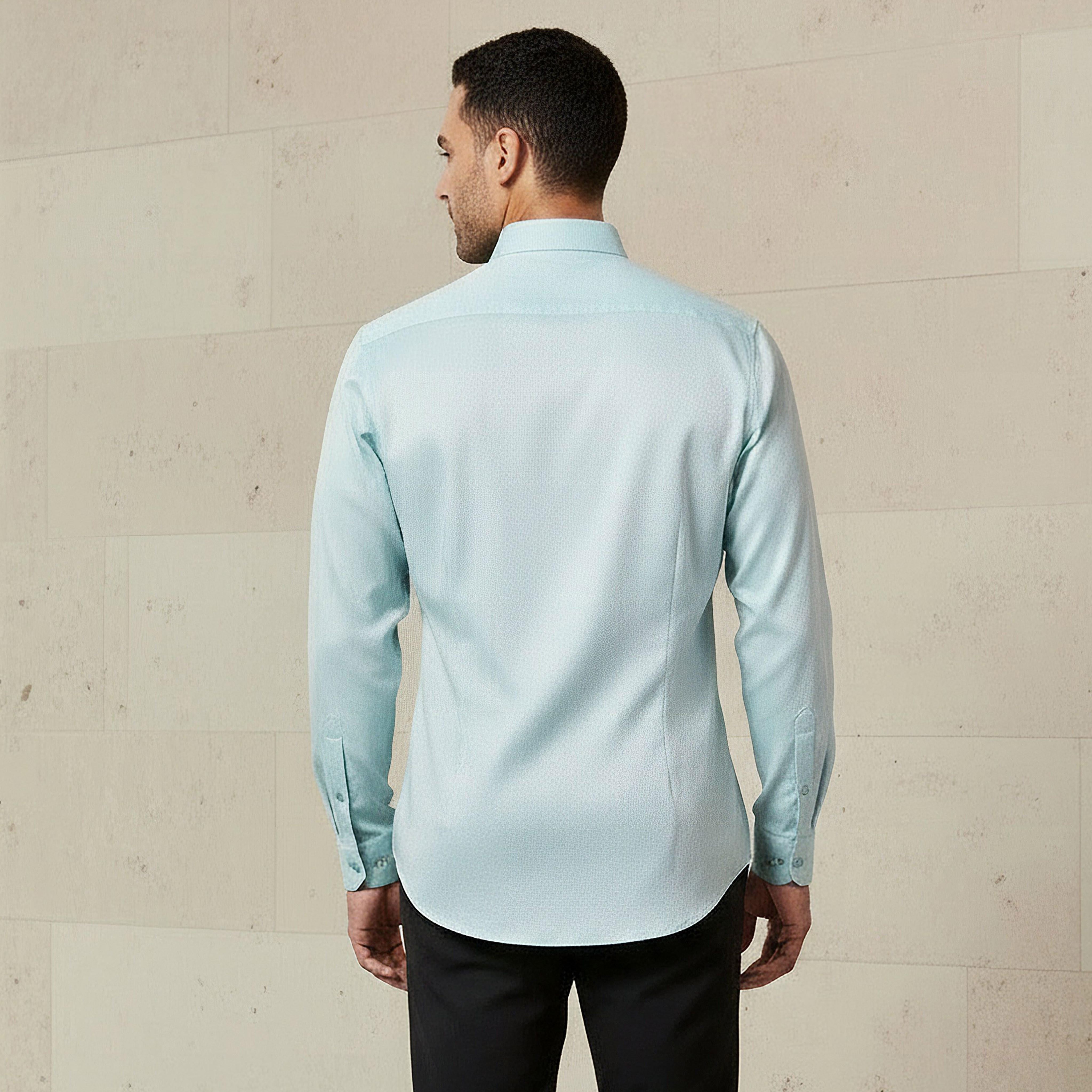 Men Slim Fit Spread Collar Textured Long Sleeve Shirt-men-clothing-shirts-image-3