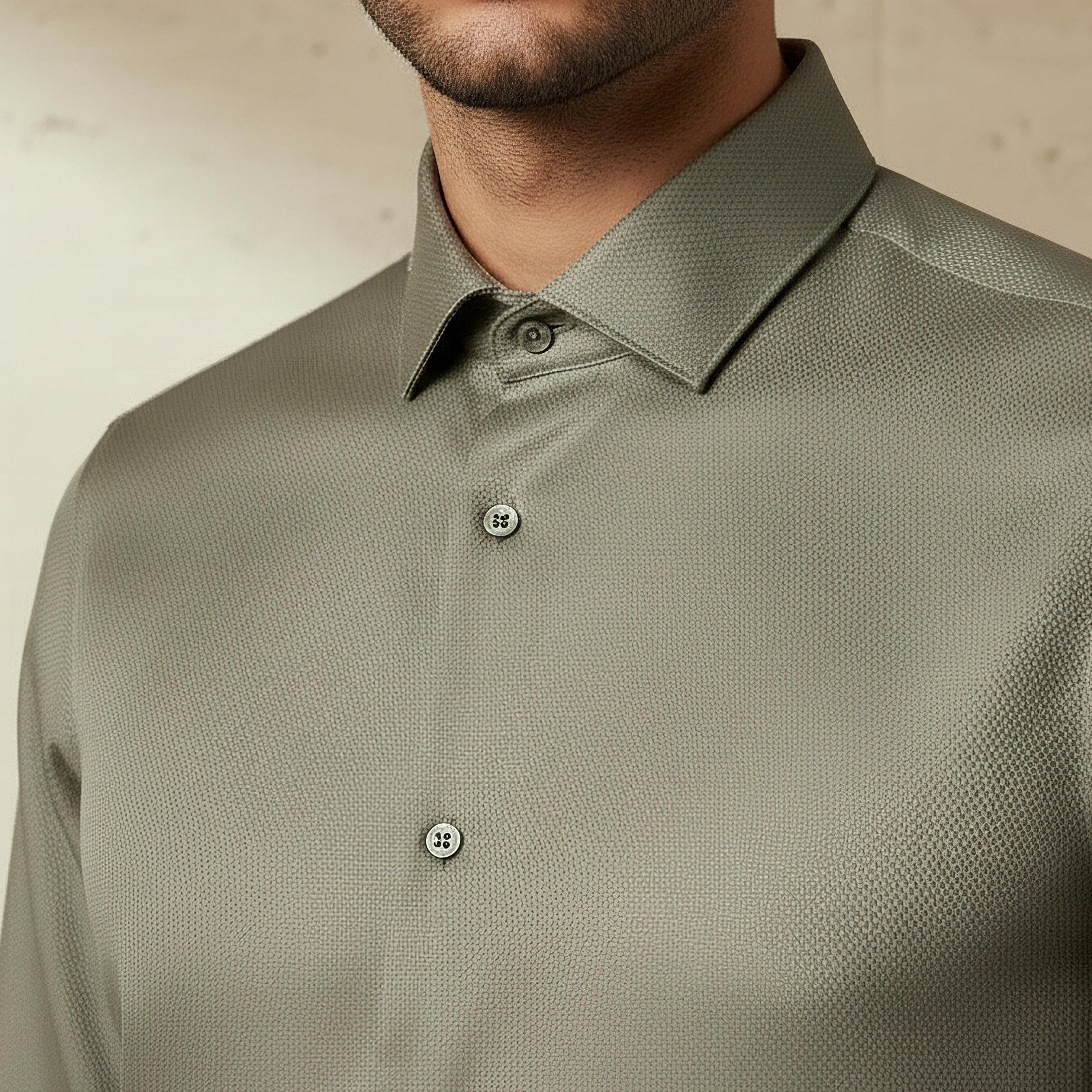 Men Slim Fit Spread Collar Textured Long Sleeve Shirt-men-clothing-shirts-image-4