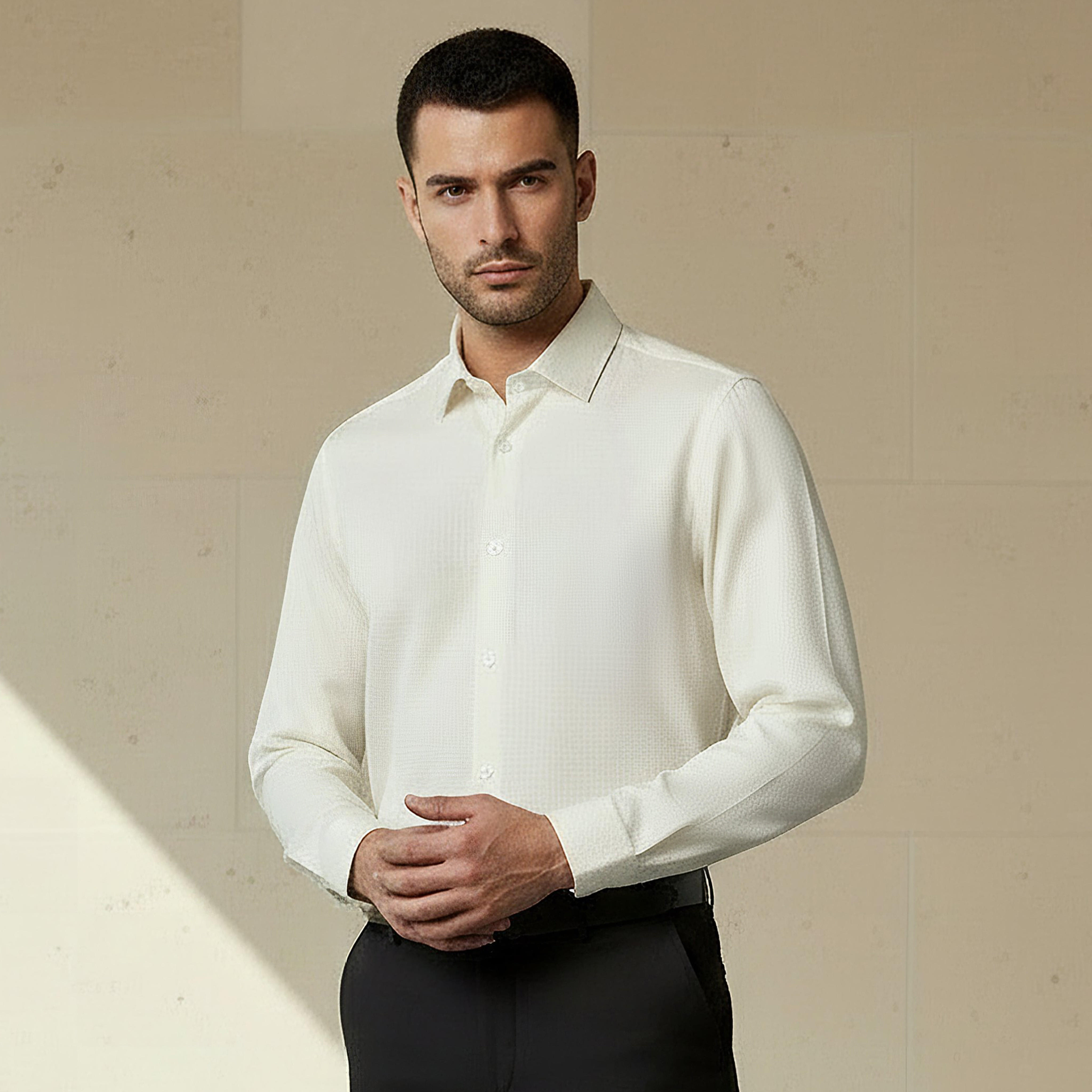 Men Regular Fit Collared Textured Long Sleeve Shirt-PROMO_SP_SA_2FOR169_110625-image-1