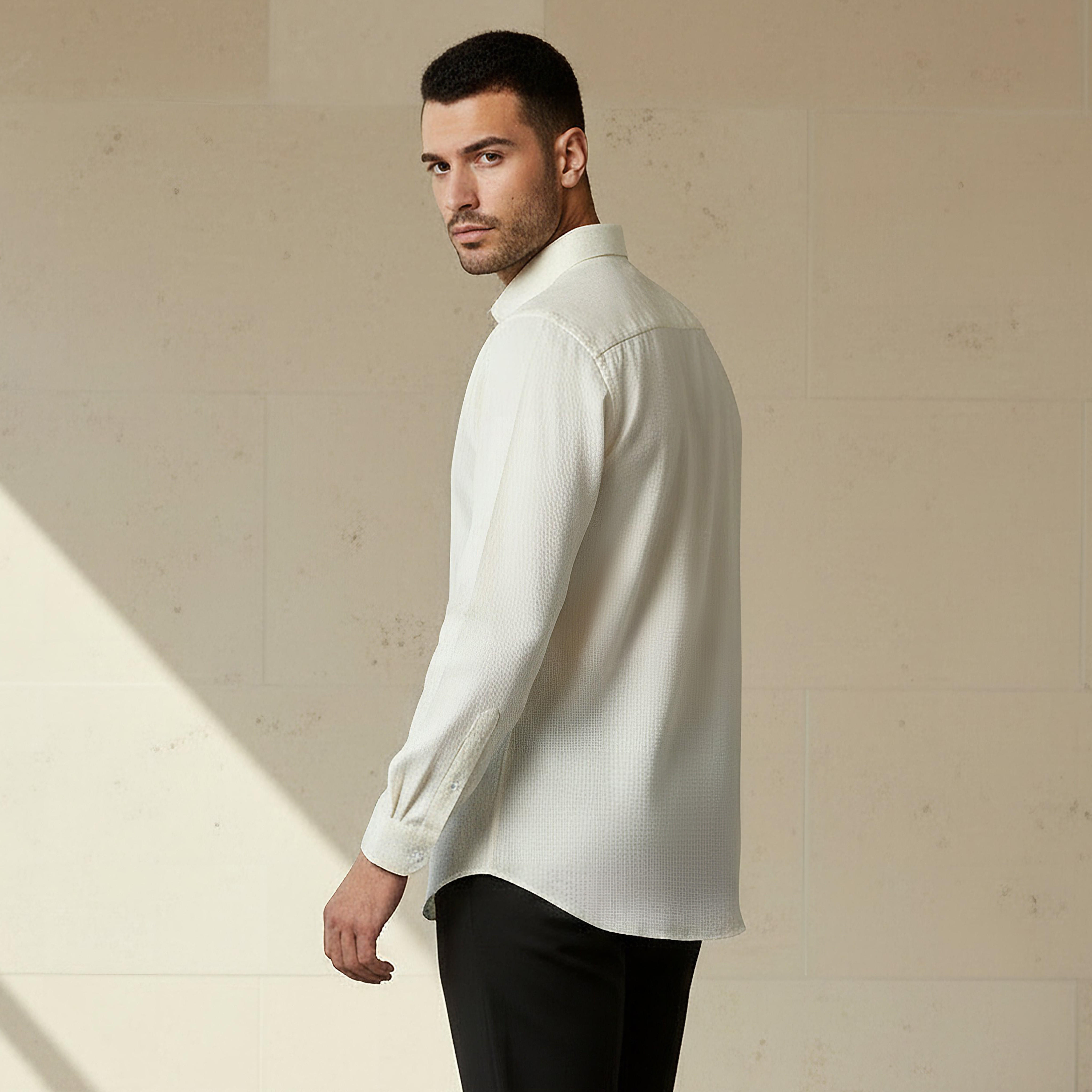 Men Regular Fit Collared Textured Long Sleeve Shirt-PROMO_SP_SA_2FOR169_110625-image-3