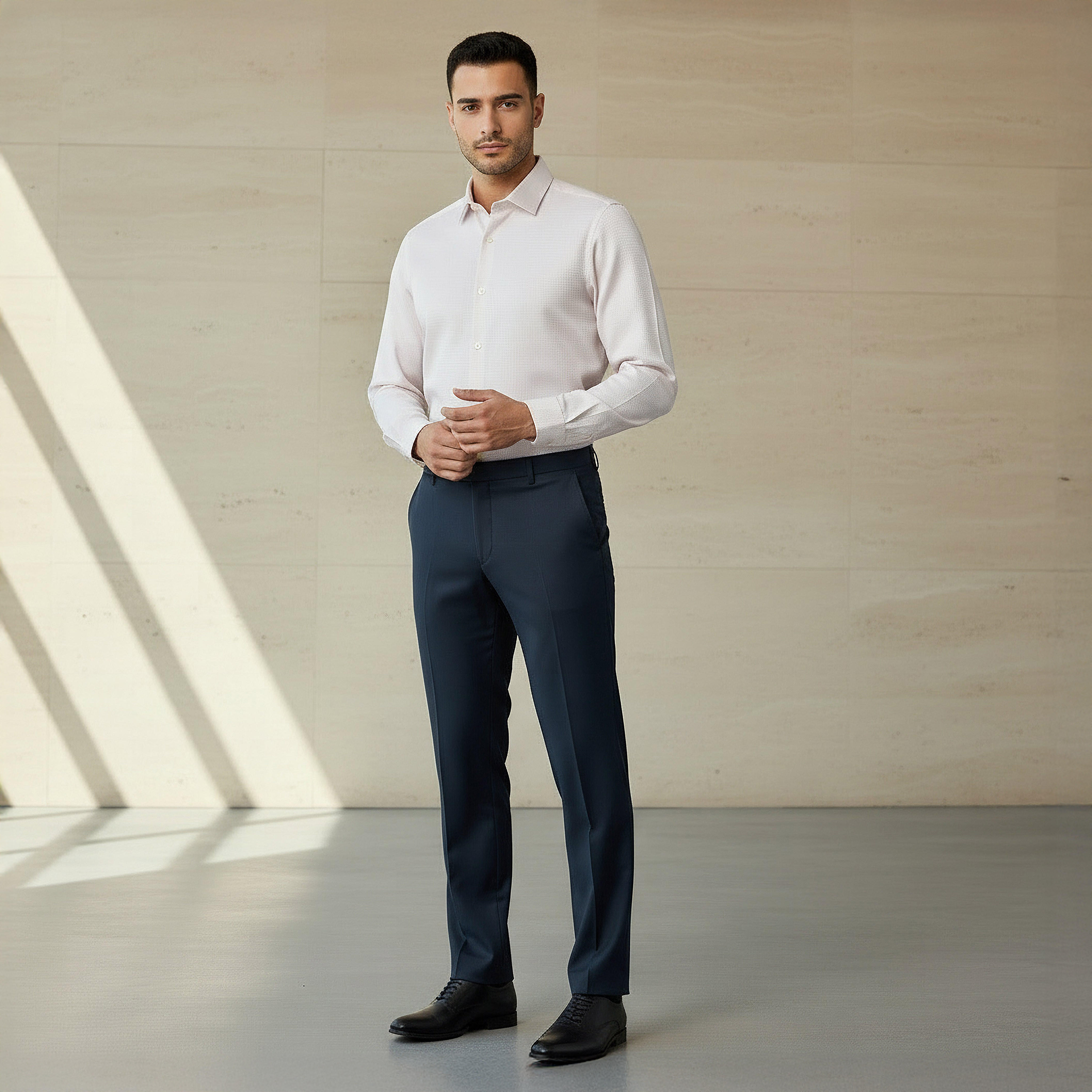 قميص بارز الملمس بأكمام طويلة وياقة وقصة عادية للرجال-men-clothing-shirts-image-3