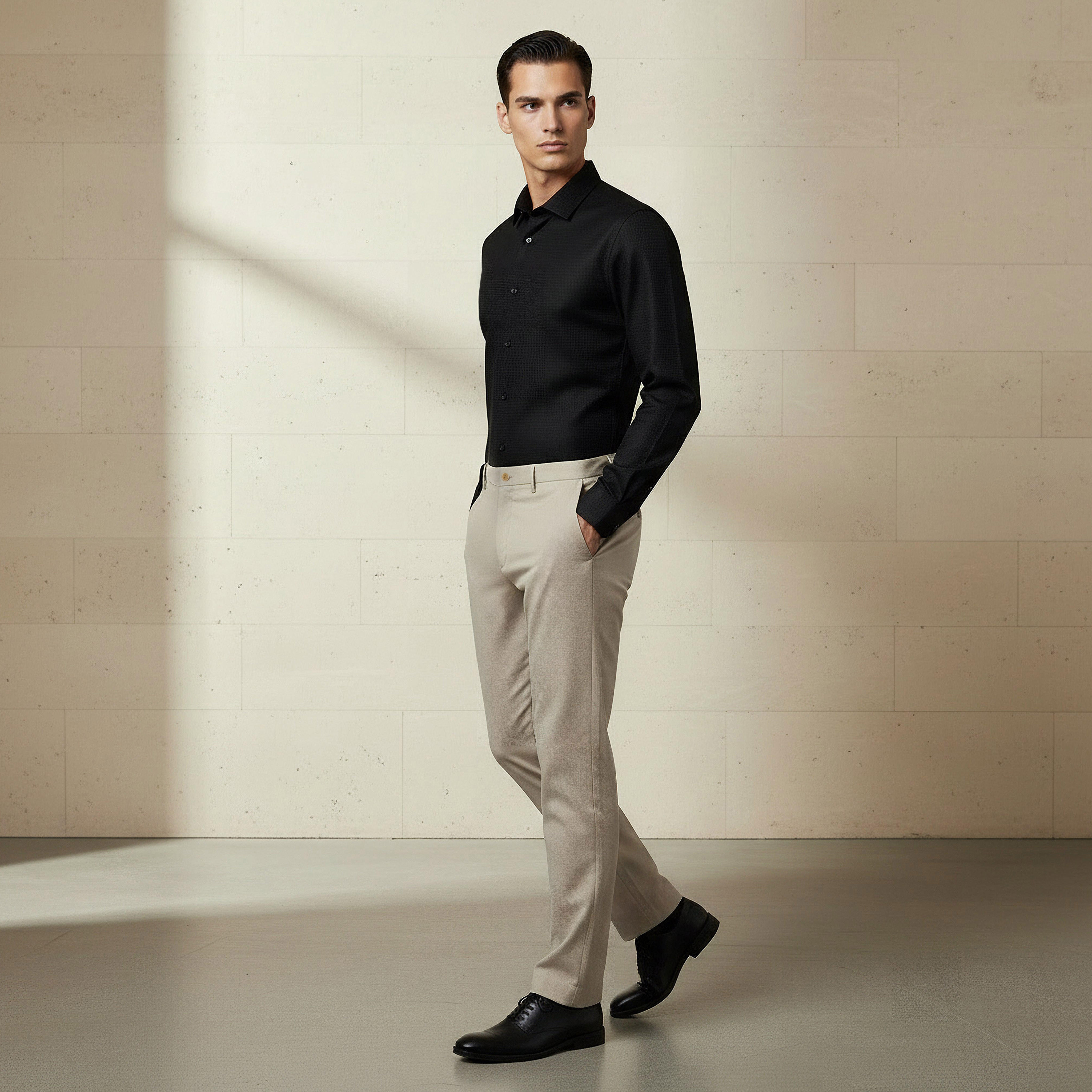 Men Regular Fit Collared Textured Long Sleeve Shirt-PROMO_SP_SA_2FOR169_110625-image-2