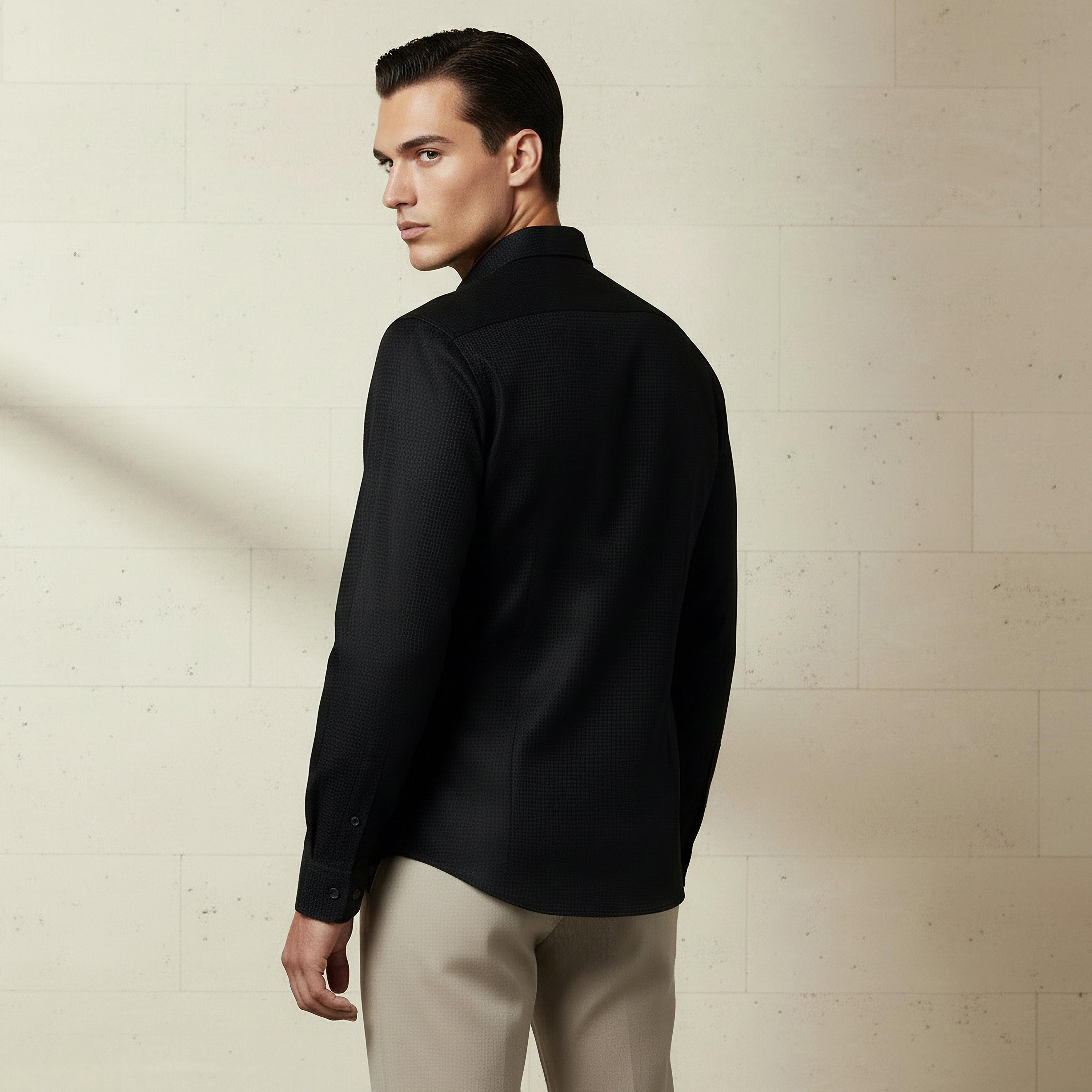Men Regular Fit Collared Textured Long Sleeve Shirt-PROMO_SP_SA_2FOR169_110625-image-3