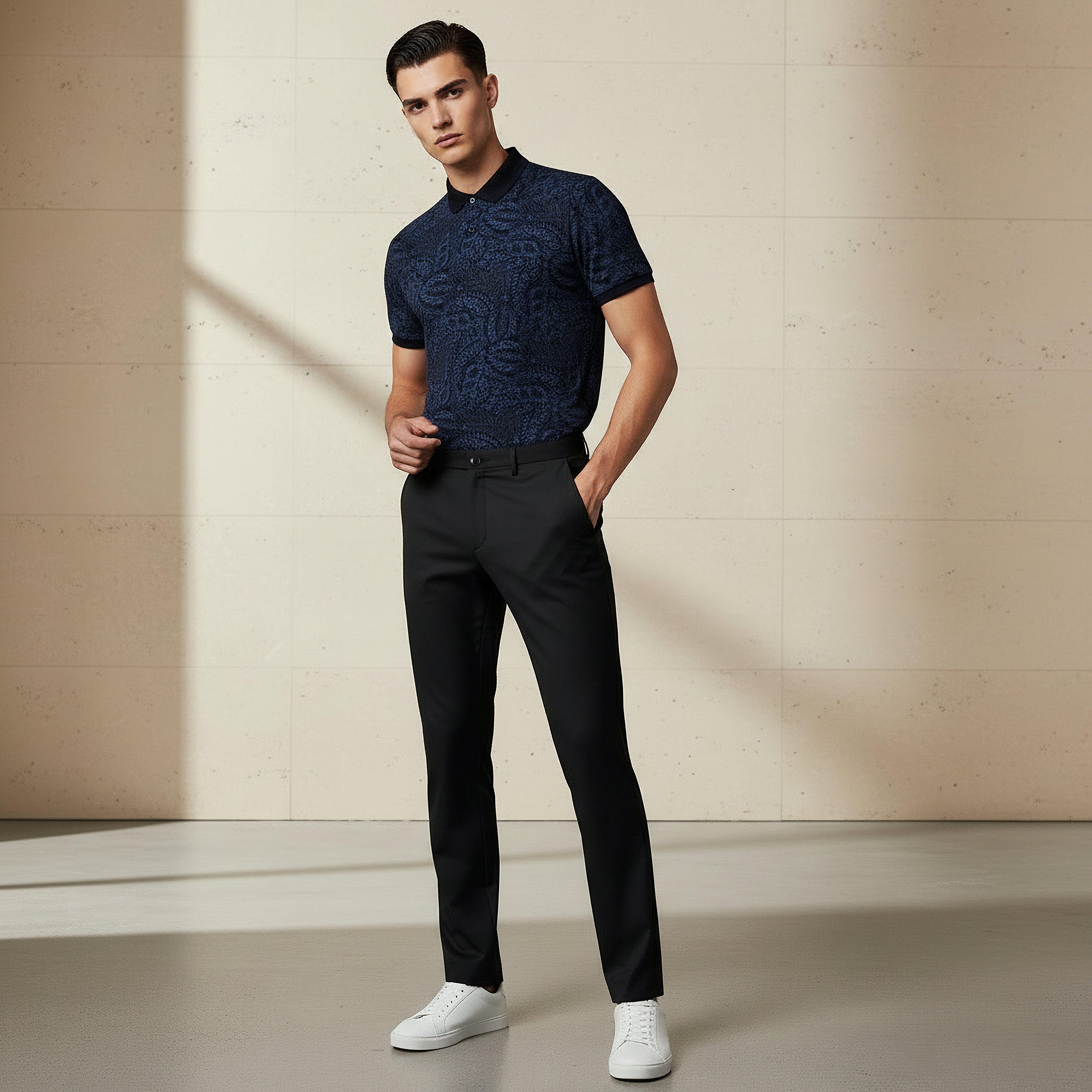 Regular Fit Flexi Waist Formal Trousers-men-clothing-bottoms-trousersandchinos-trousers-image-2