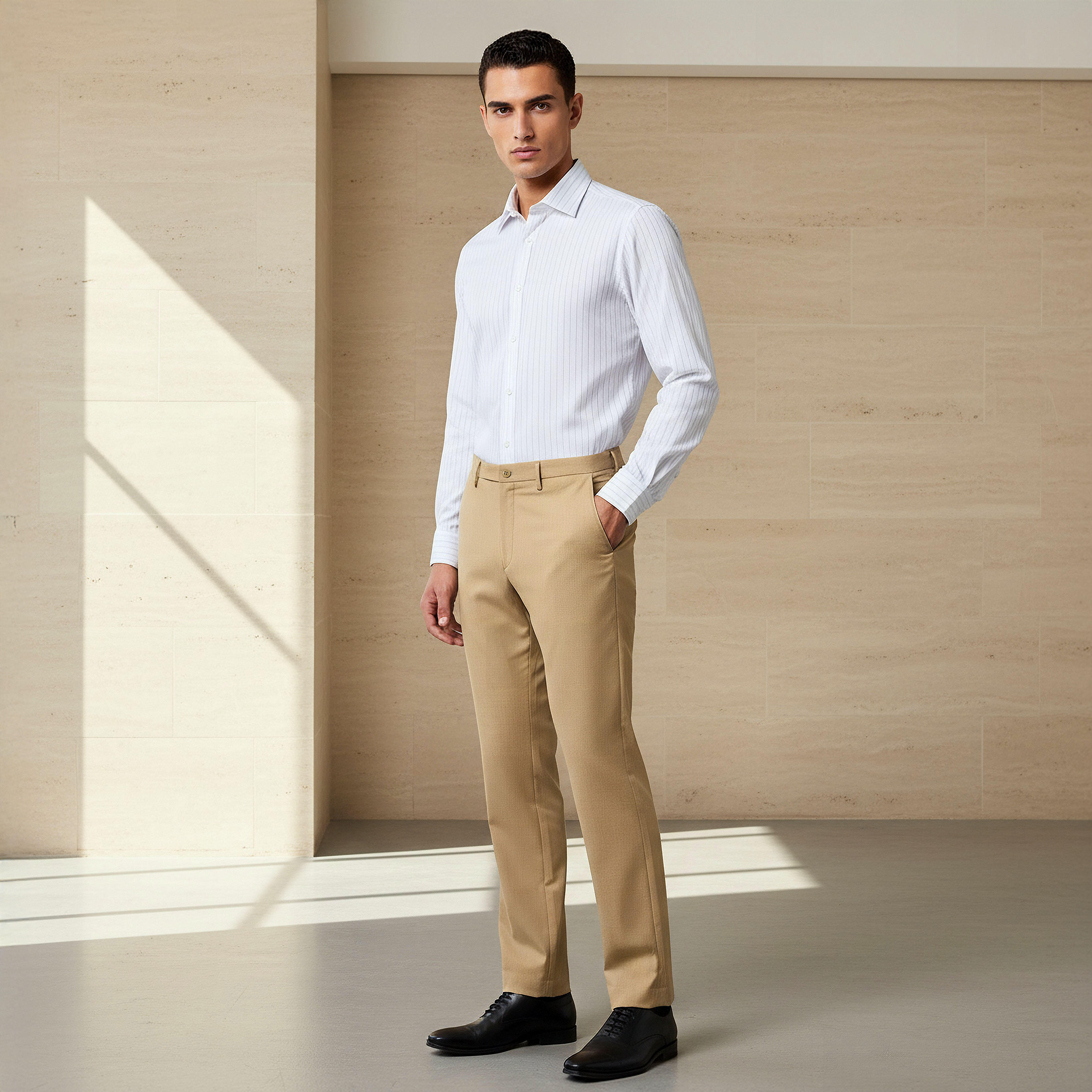 Regular Fit Flexi Waist Formal Trousers-men-clothing-bottoms-trousersandchinos-trousers-image-2