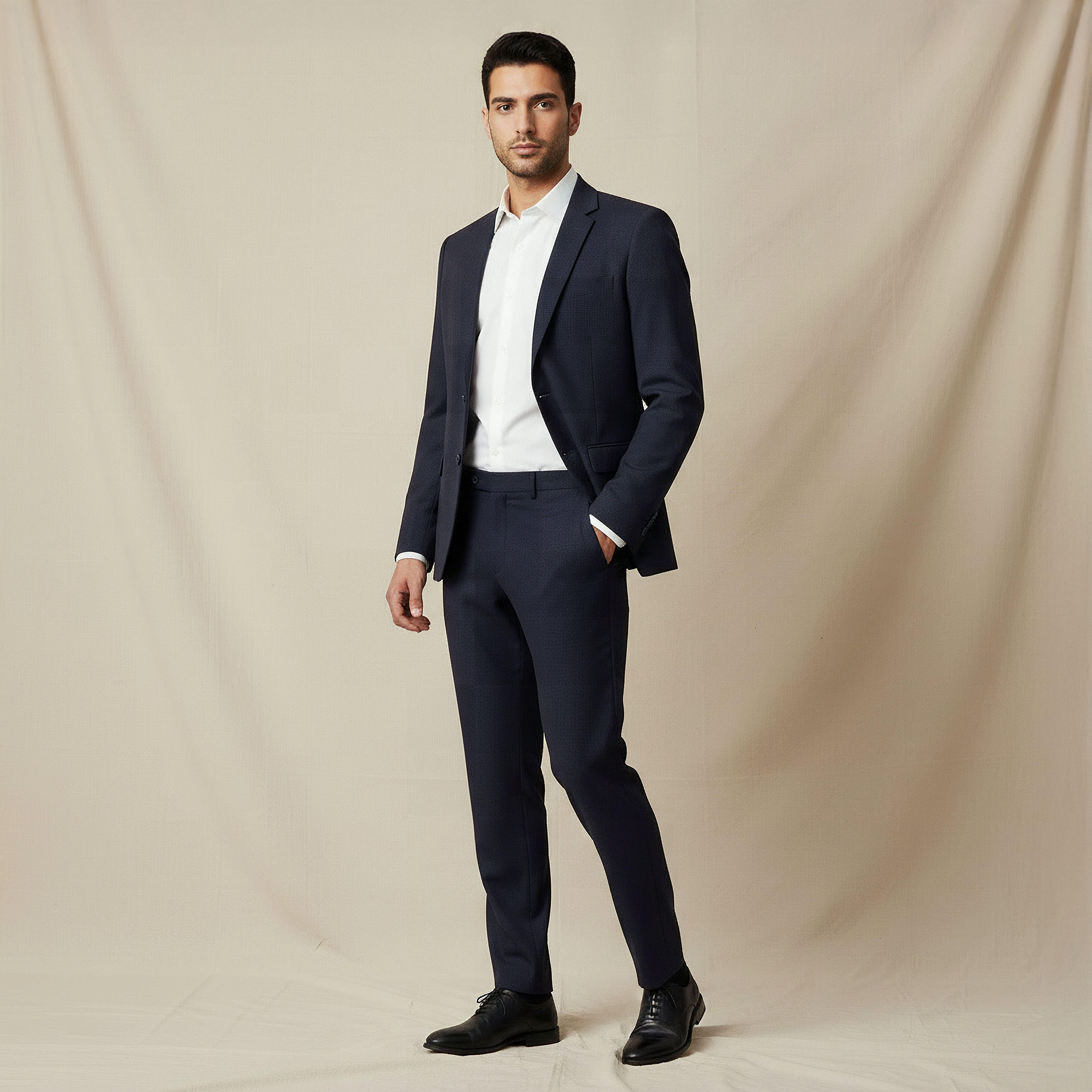 Slim Fit Dobby Flexi Waist Formal Trousers-men-clothing-coordsets-image-6
