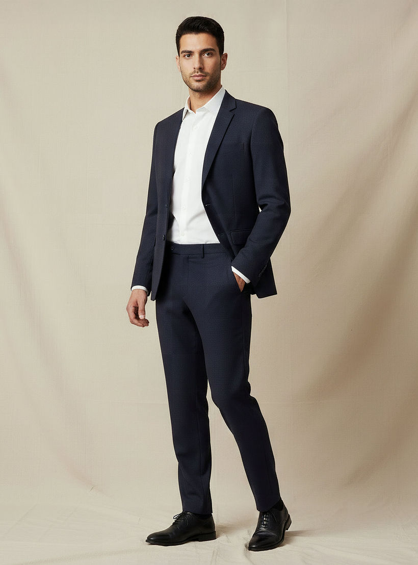 Slim Fit Dobby Flexi Waist Formal Trousers-men-clothing-coordsets-image-6