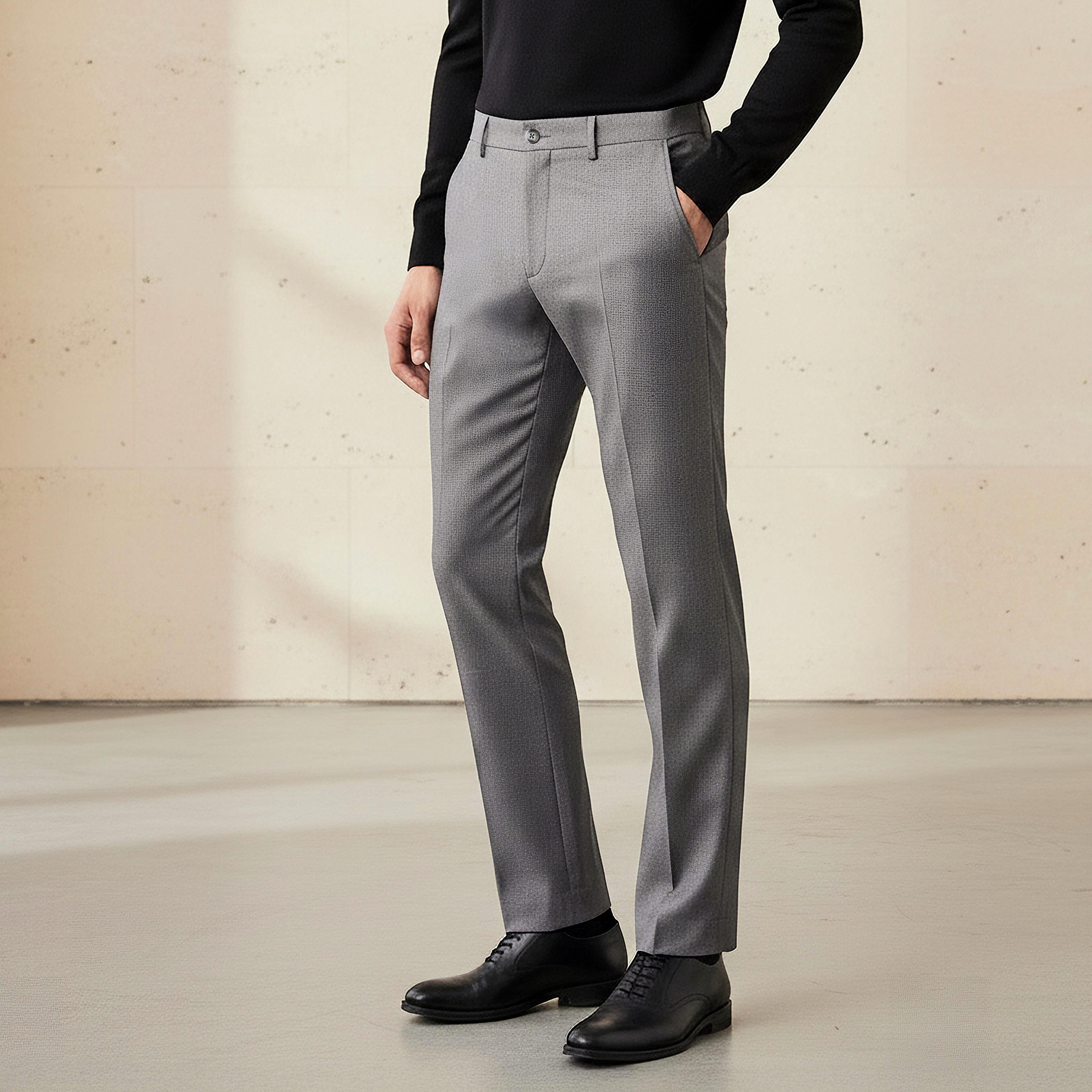 بنطلون رسمي دوبي بقصة سليم وخصر مرن -men-clothing-coordsets-image-6