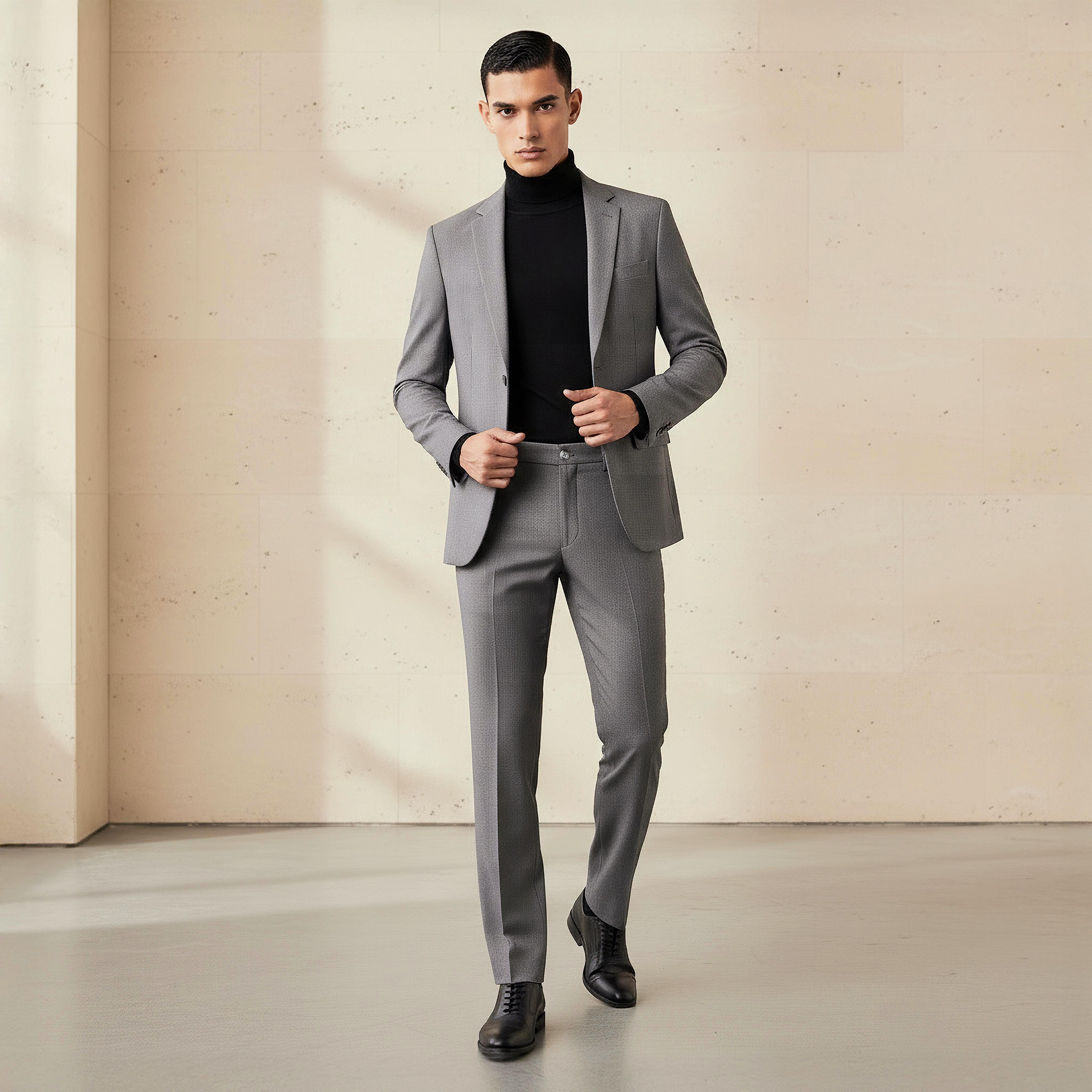 بنطلون رسمي دوبي بقصة سليم وخصر مرن -men-clothing-coordsets-image-2