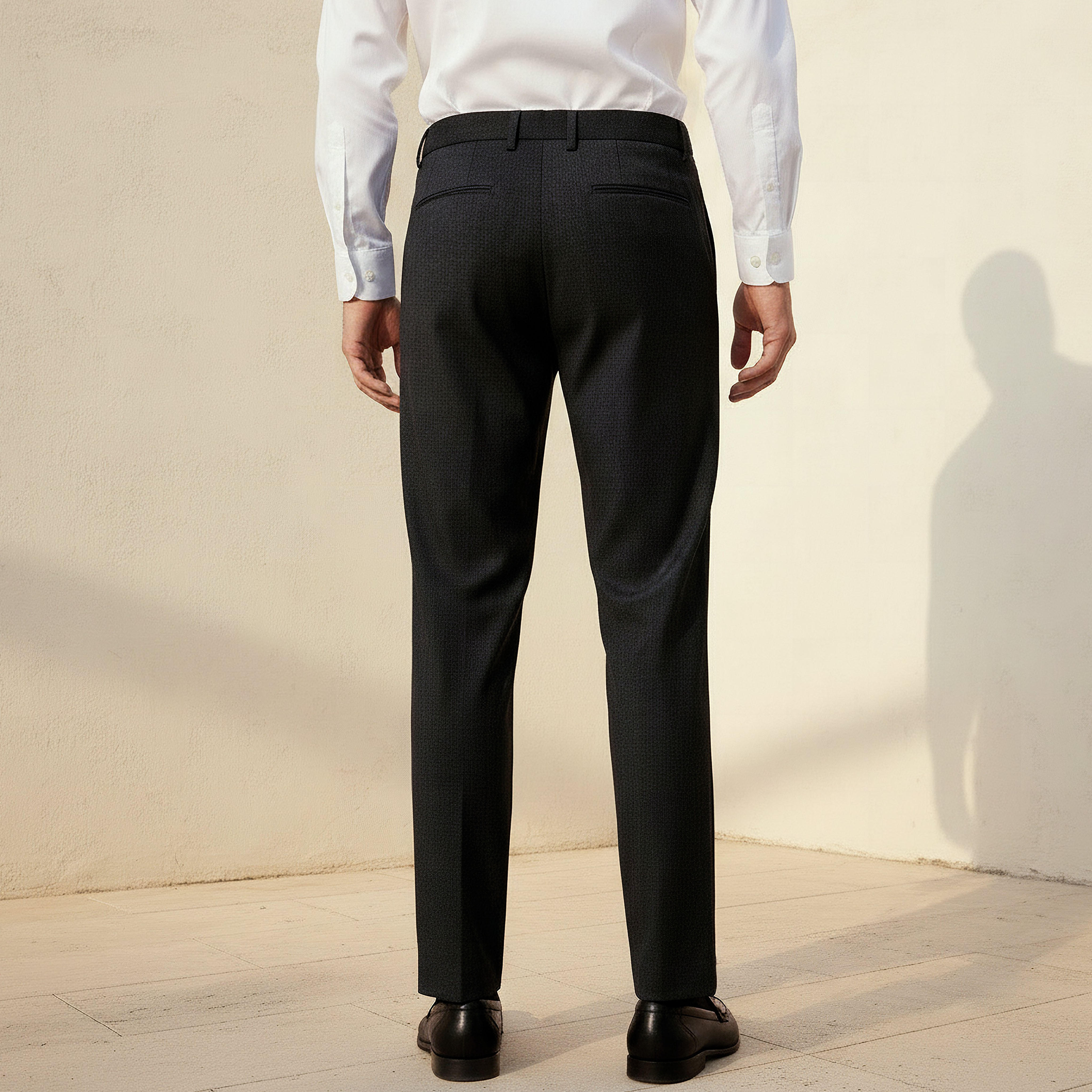 Regular Fit Dobby Flexi Waist Formal Trousers-men-clothing-bottoms-trousersandchinos-trousers-image-4