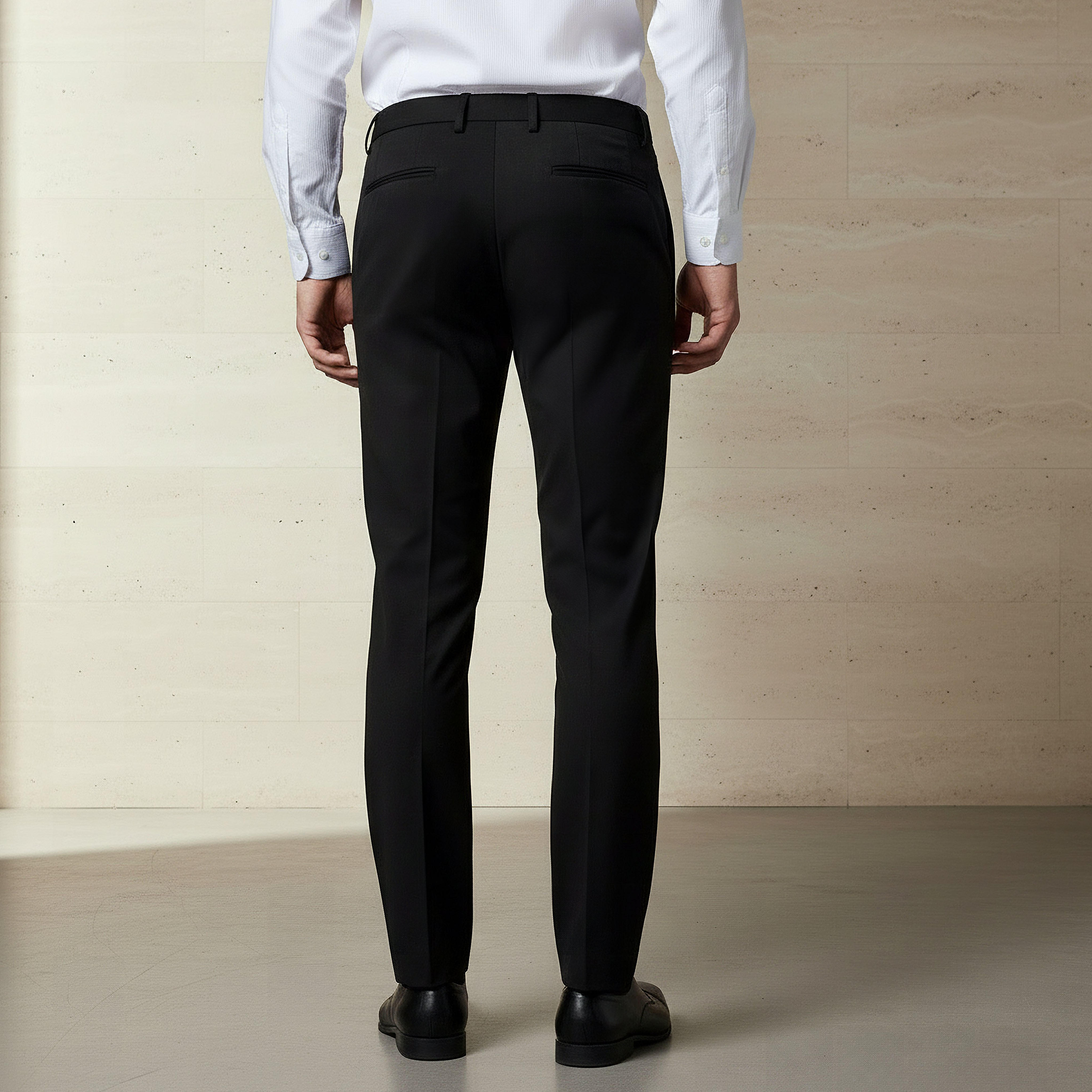 Regular Fit Dobby Flexi Waist Formal Trousers-men-clothing-bottoms-trousersandchinos-trousers-image-3