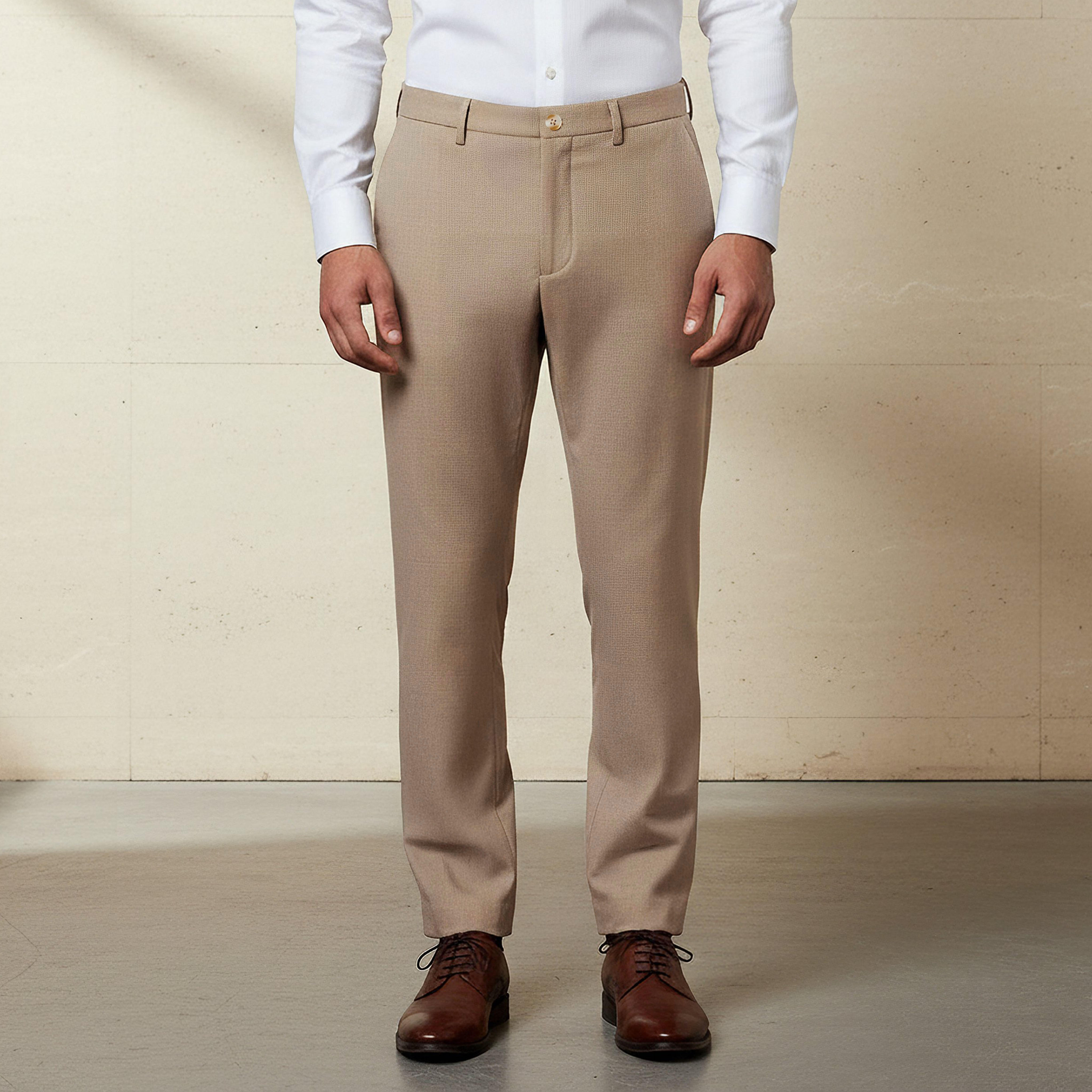 Regular Fit Dobby Flexi Waist Formal Trousers-men-clothing-bottoms-trousersandchinos-trousers-image-1