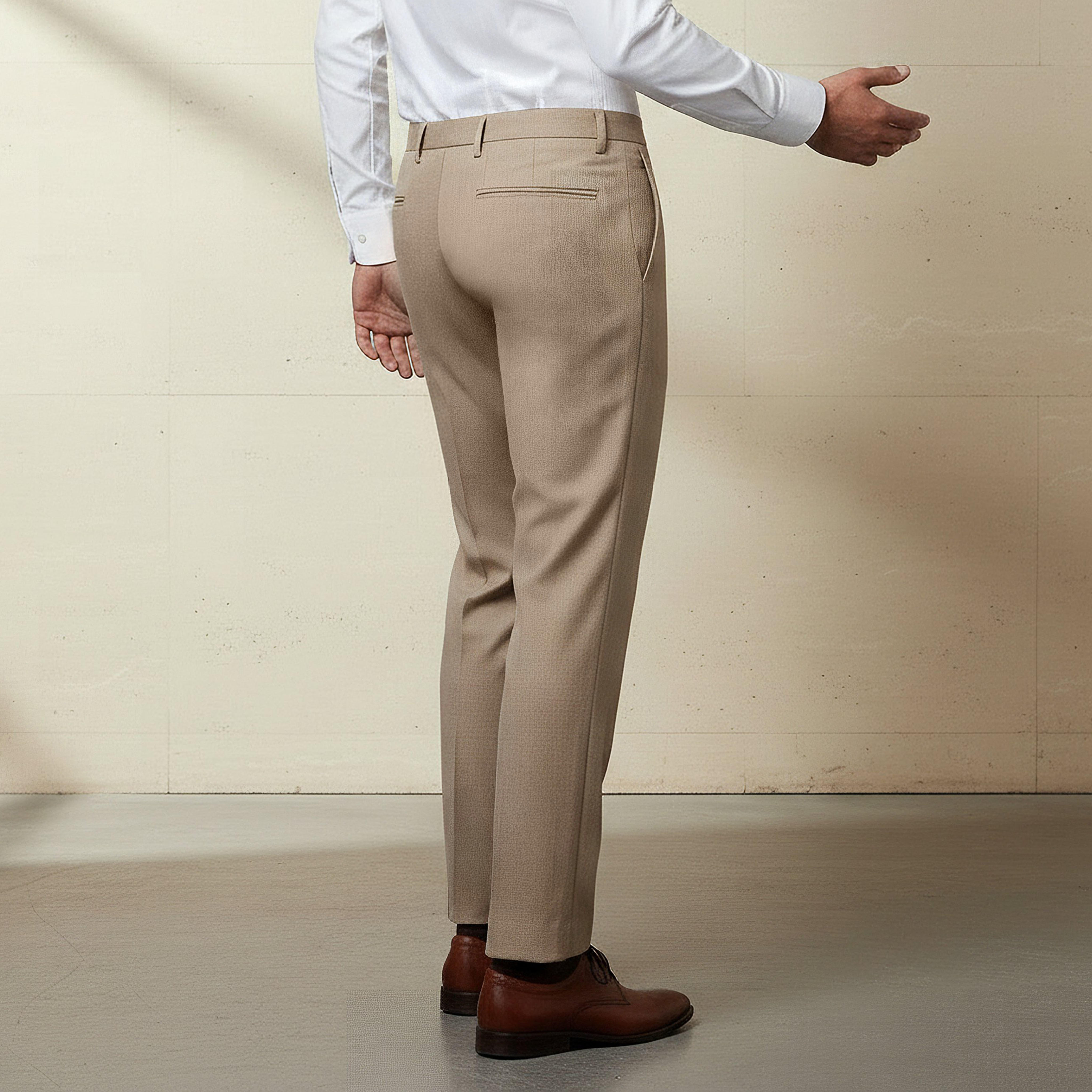 Regular Fit Dobby Flexi Waist Formal Trousers-men-clothing-bottoms-trousersandchinos-trousers-image-3