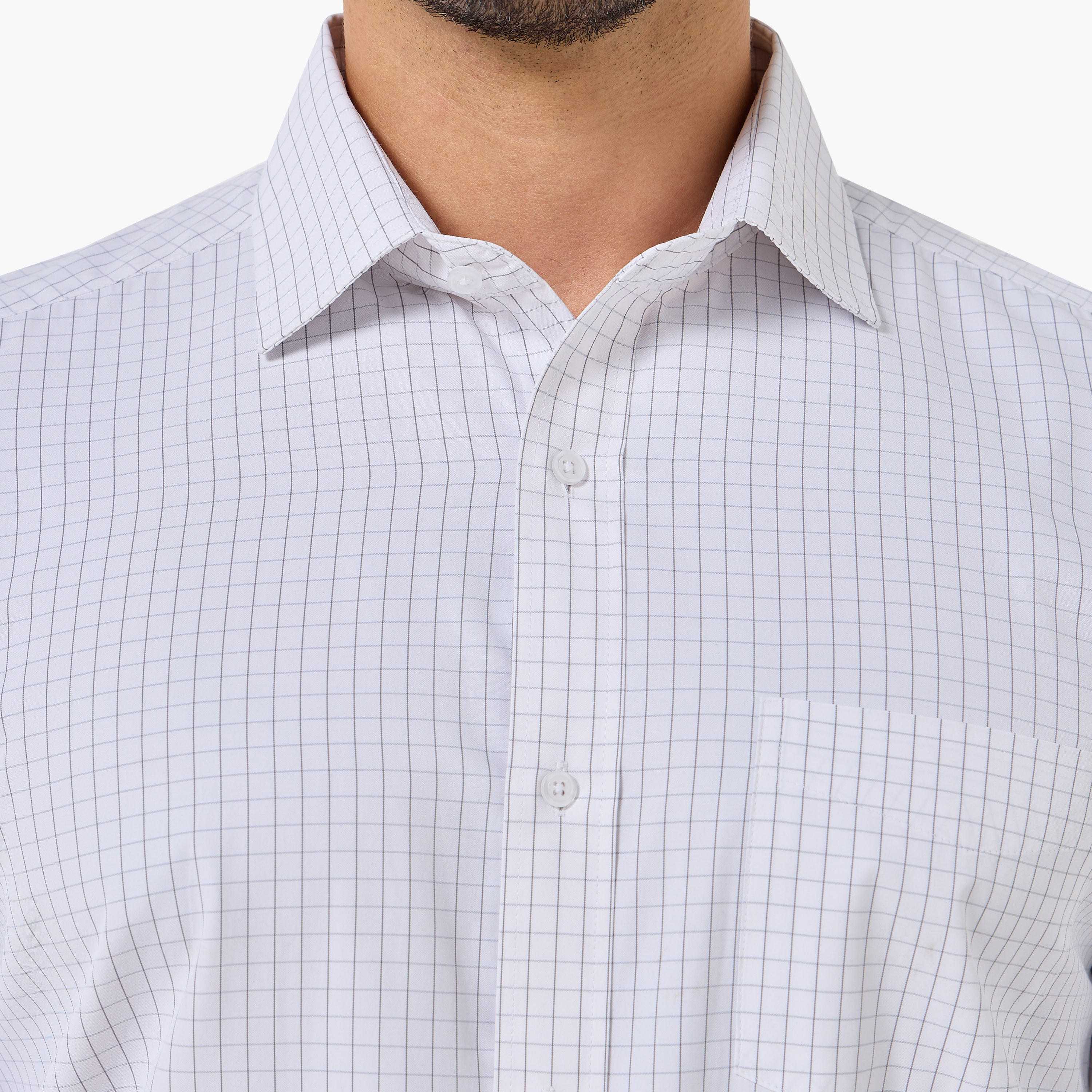 قميص كاروهات بأكمام طويلة وياقة وقصة عادية للرجال-men-clothing-shirts-image-4