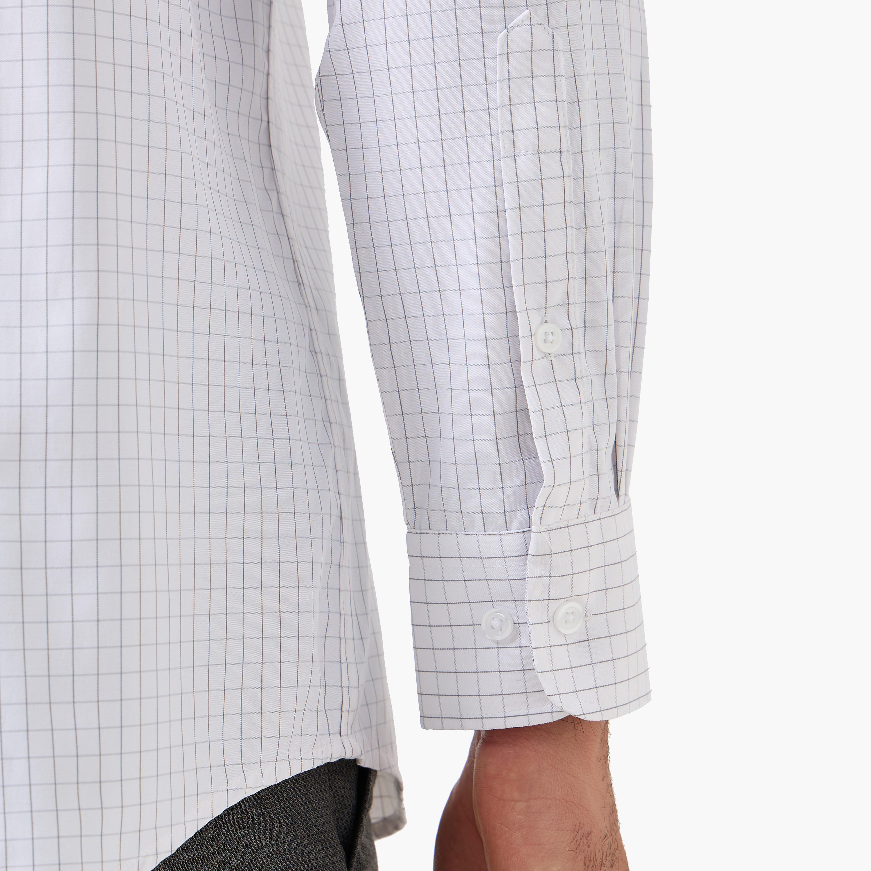 قميص كاروهات بأكمام طويلة وياقة وقصة عادية للرجال-men-clothing-shirts-image-1