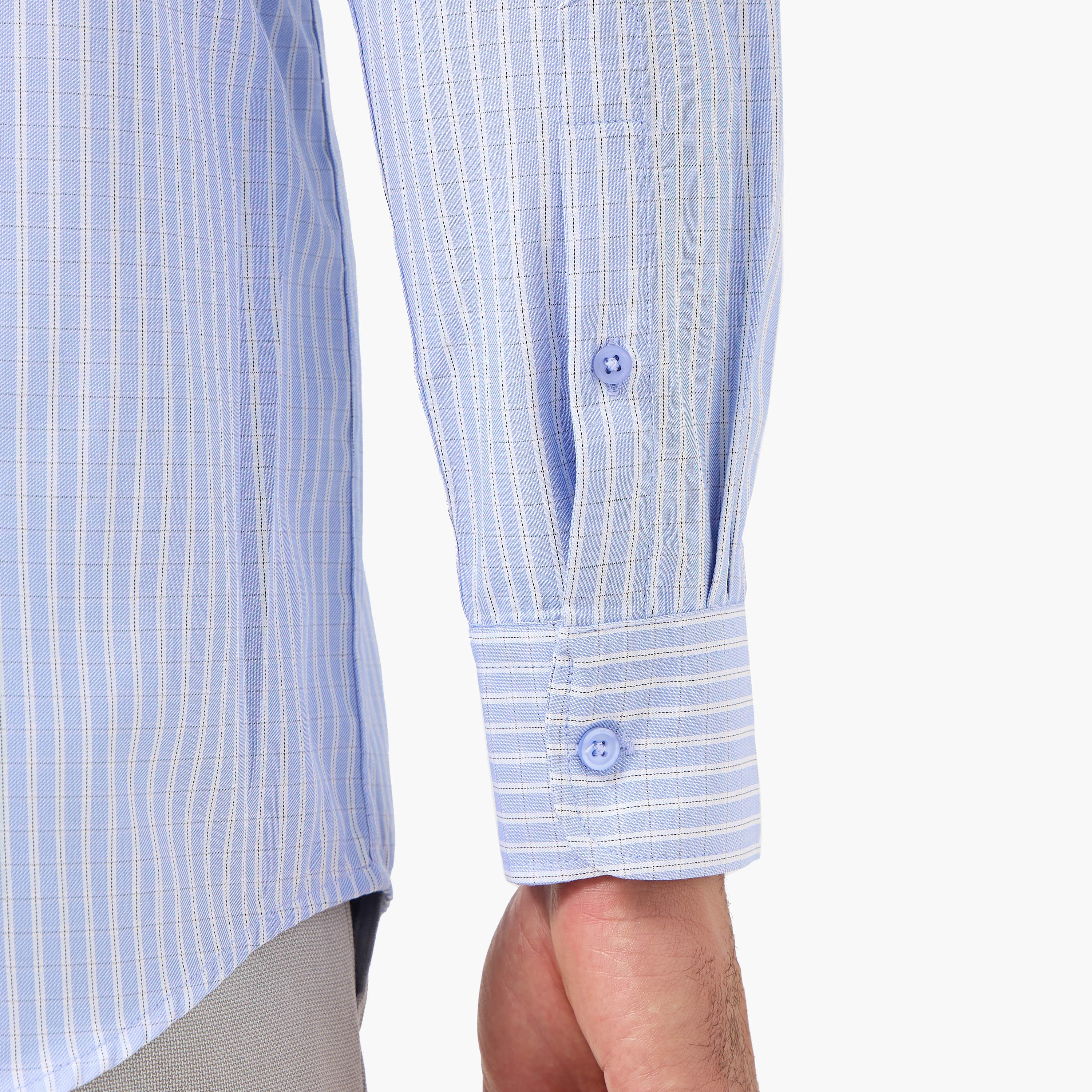 قميص كاروهات بأكمام طويلة وياقة وقصة عادية للرجال-men-clothing-shirts-image-1