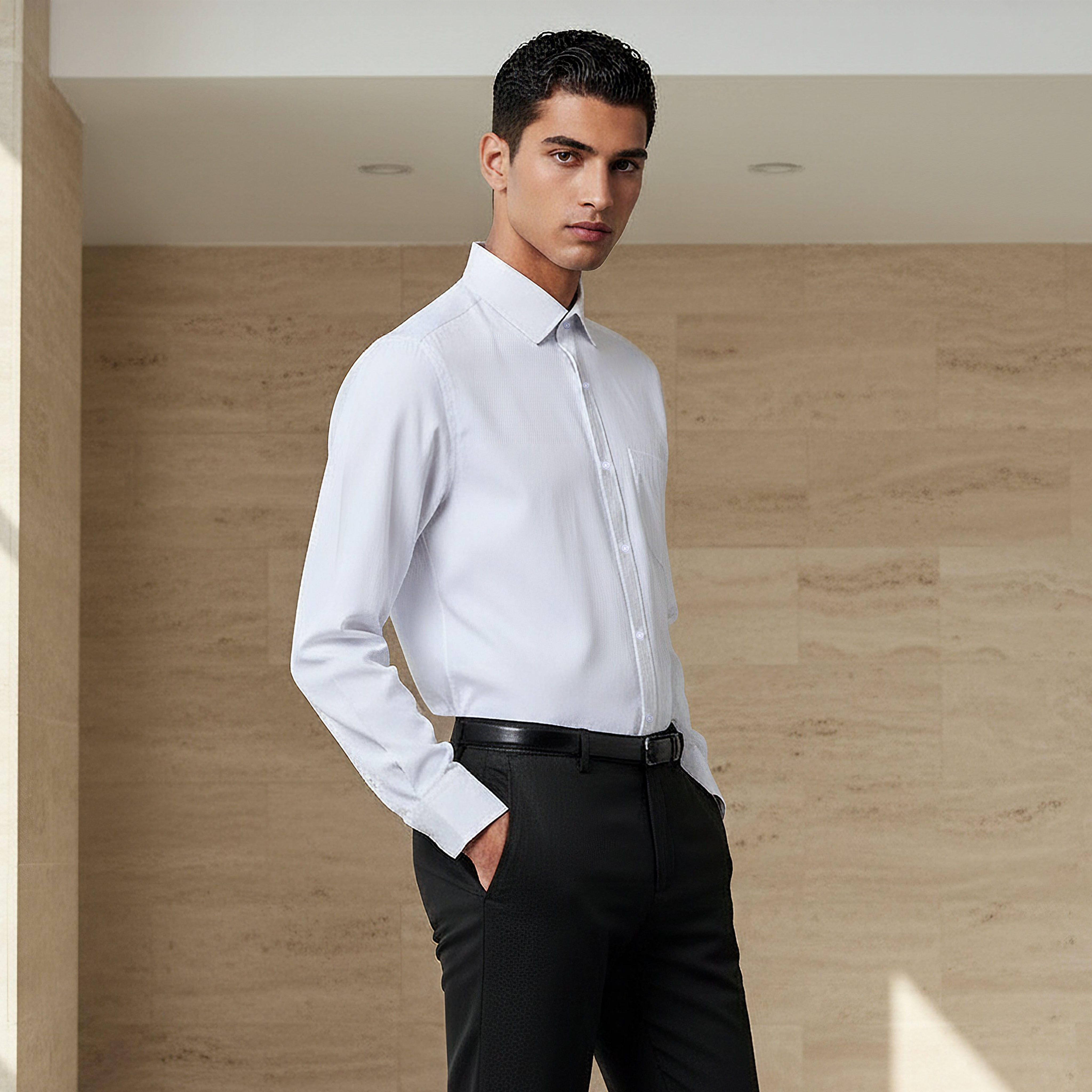 Men Regular Fit Collared Long Sleeve Shirt-men-clothing-shirts-image-1