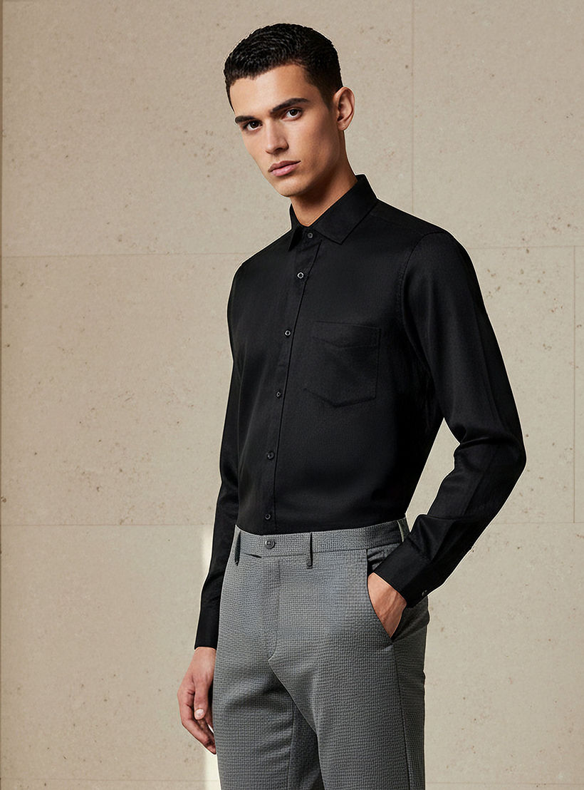 Men Regular Fit Collared Long Sleeve Shirt-men-clothing-shirts-image-1