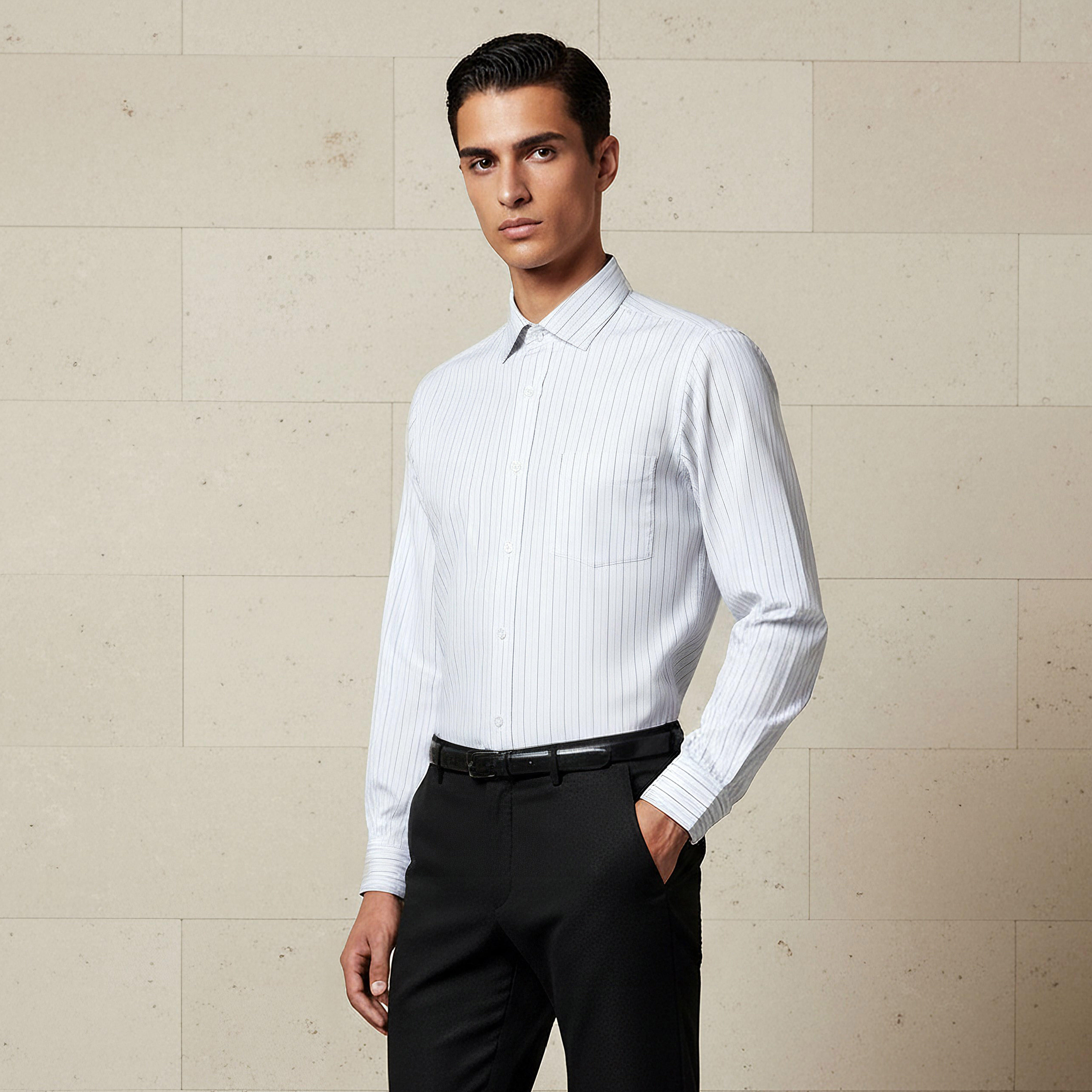 قميص مخطط بقصة عادية وياقة وأكمام طويلة للرجال-men-clothing-shirts-image-4