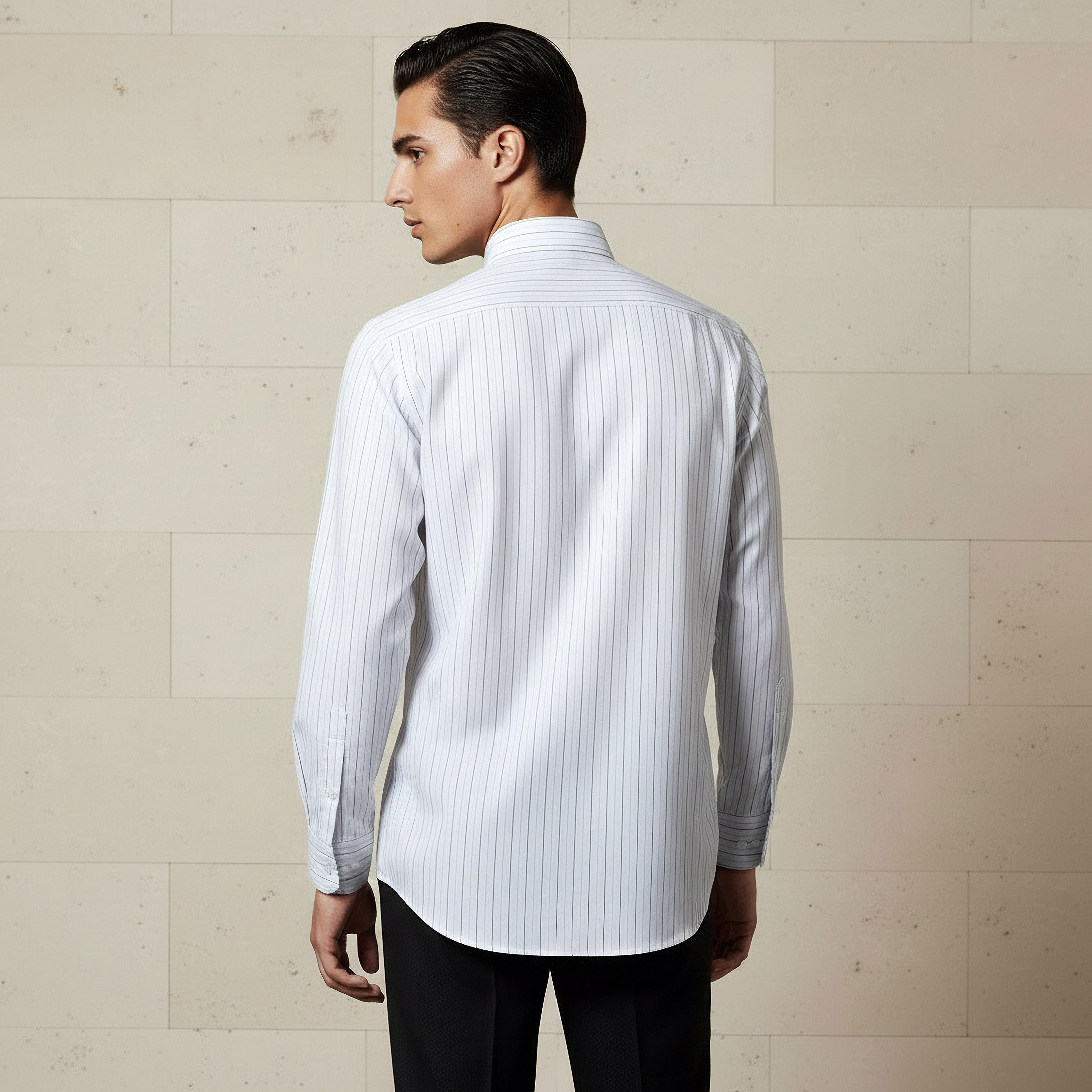 قميص مخطط بقصة عادية وياقة وأكمام طويلة للرجال-men-clothing-shirts-image-1