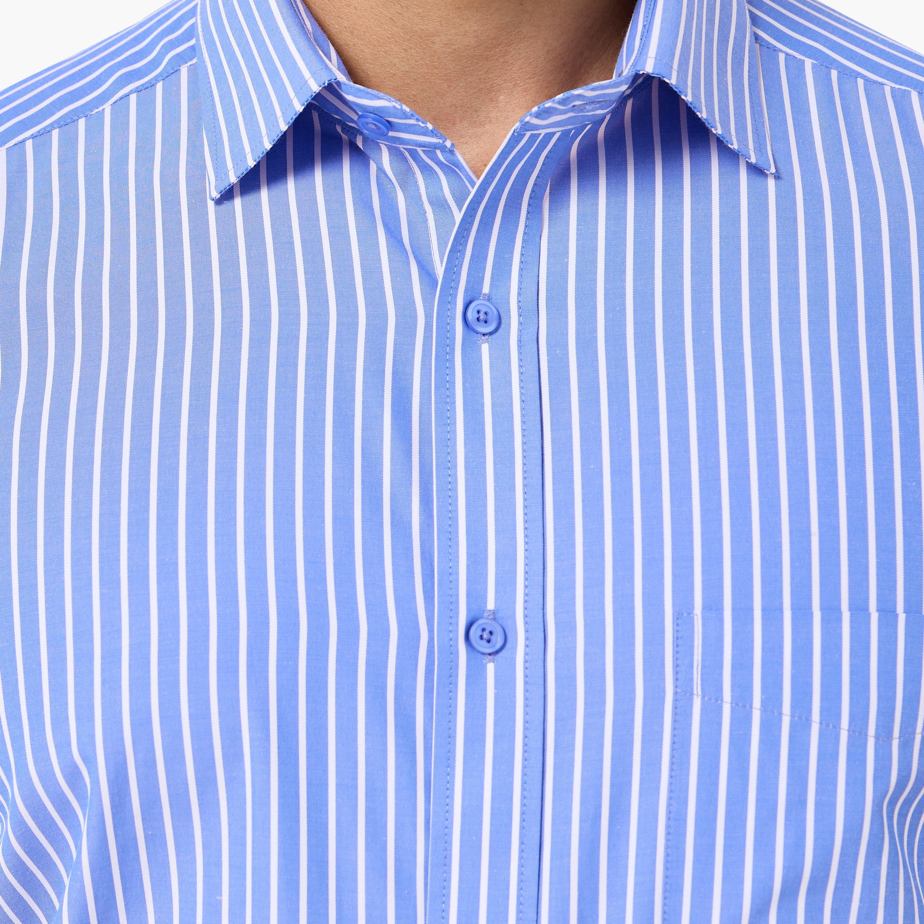 Men Regular Fit Collared Striped Long Sleeves Shirt-men-clothing-shirts-image-2