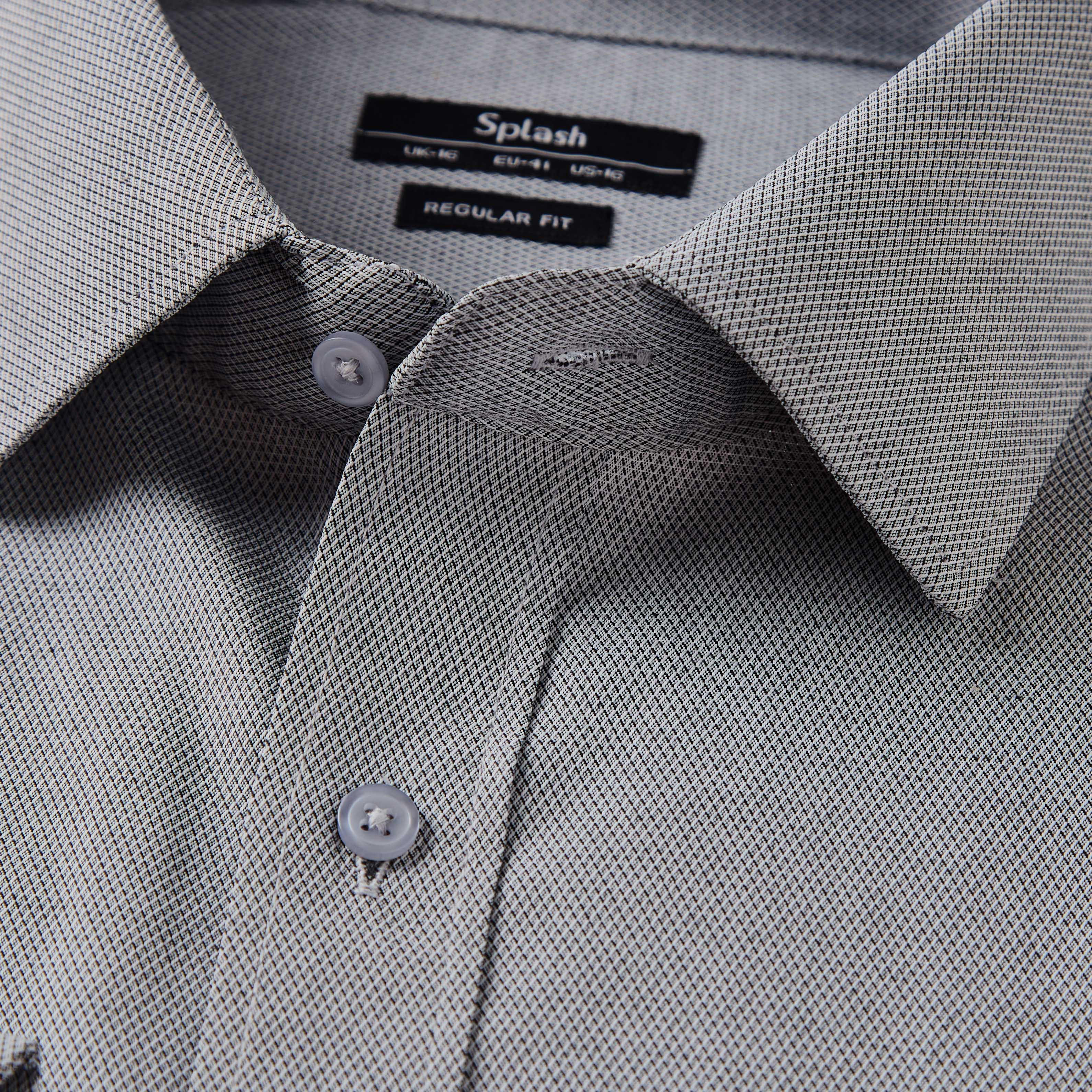 Men Regular Fit Collared Textured Long Sleeve Shirt-men-clothing-shirts-image-2
