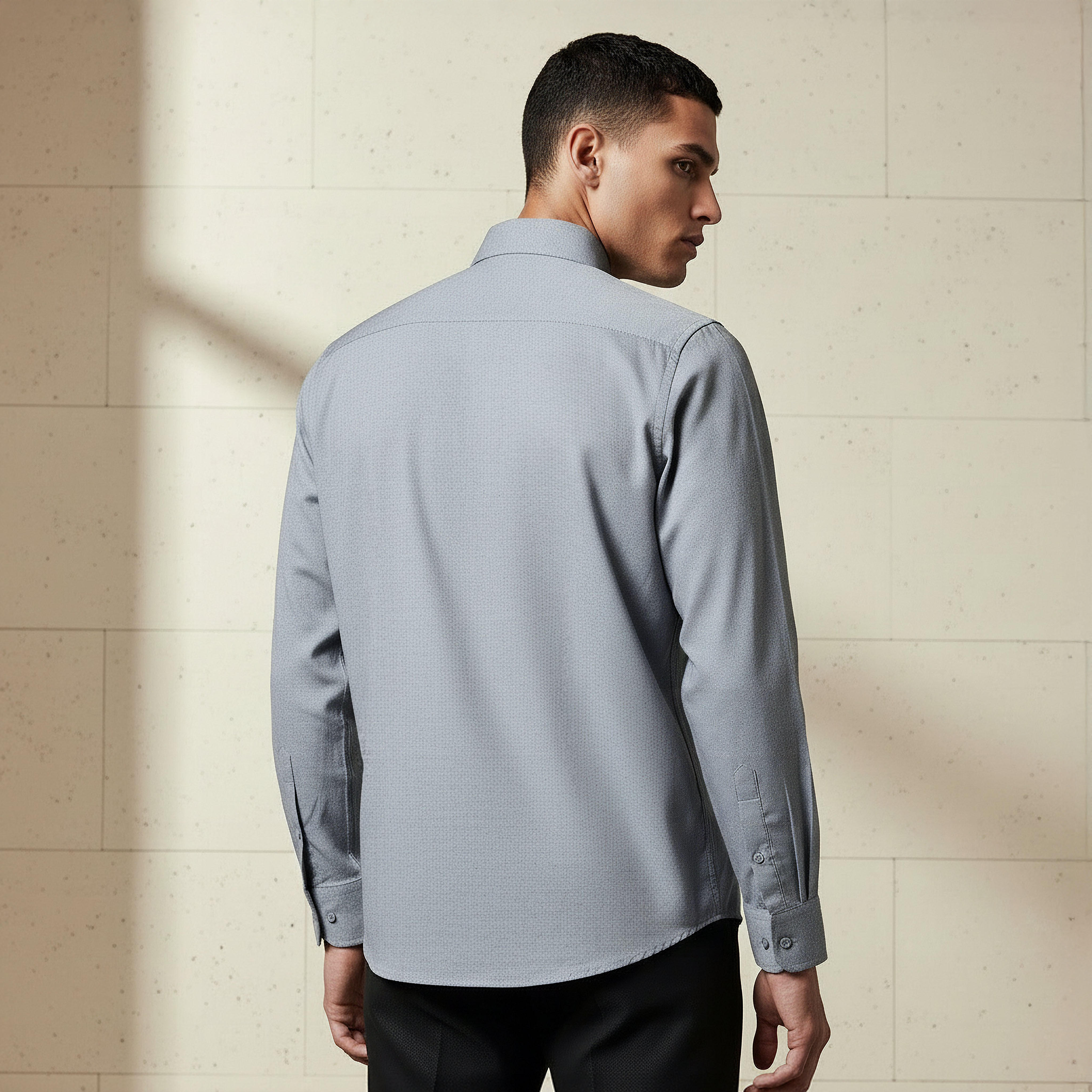 Men Regular Fit Collared Textured Long Sleeve Shirt-men-clothing-shirts-image-3