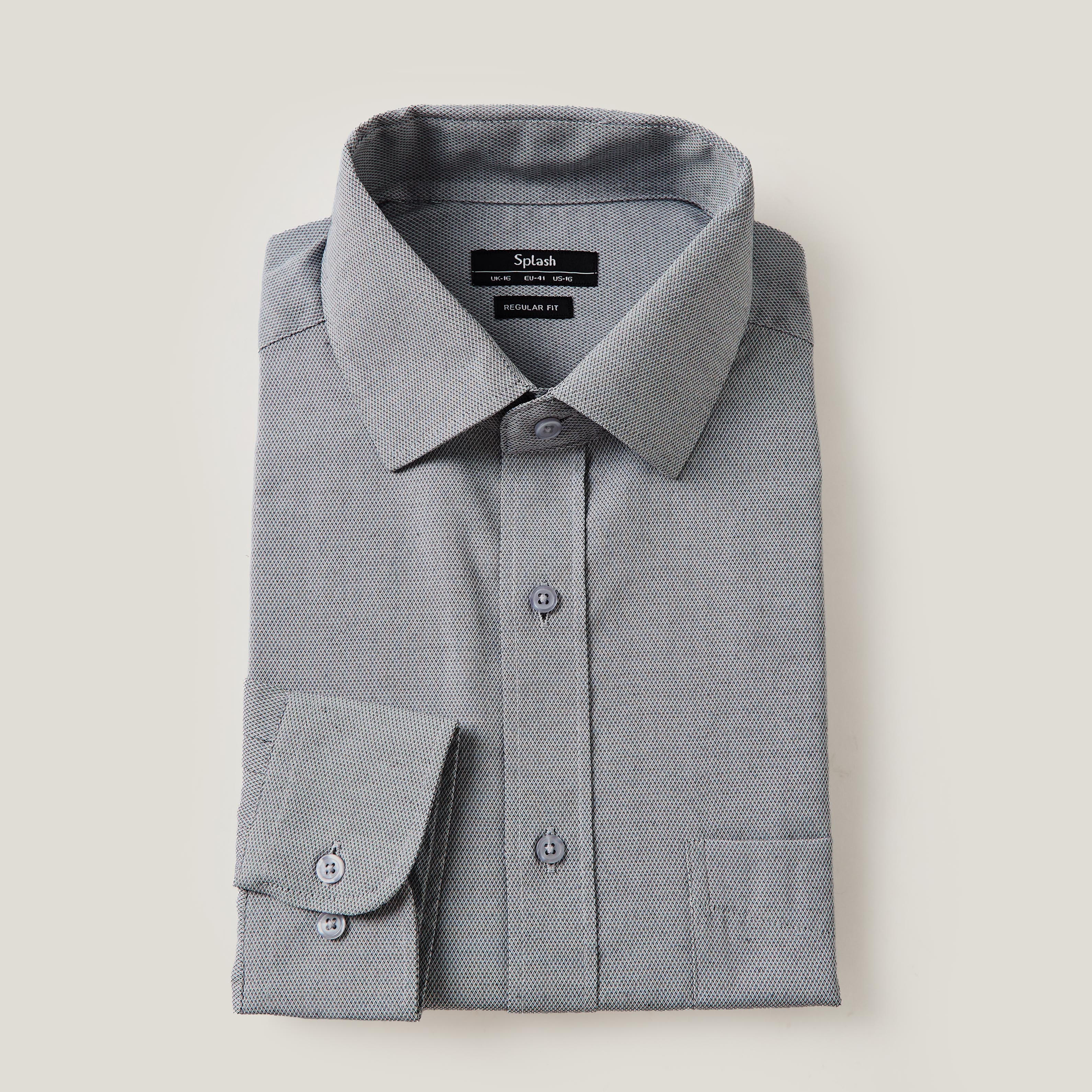 Men Regular Fit Collared Textured Long Sleeve Shirt-men-clothing-shirts-image-5