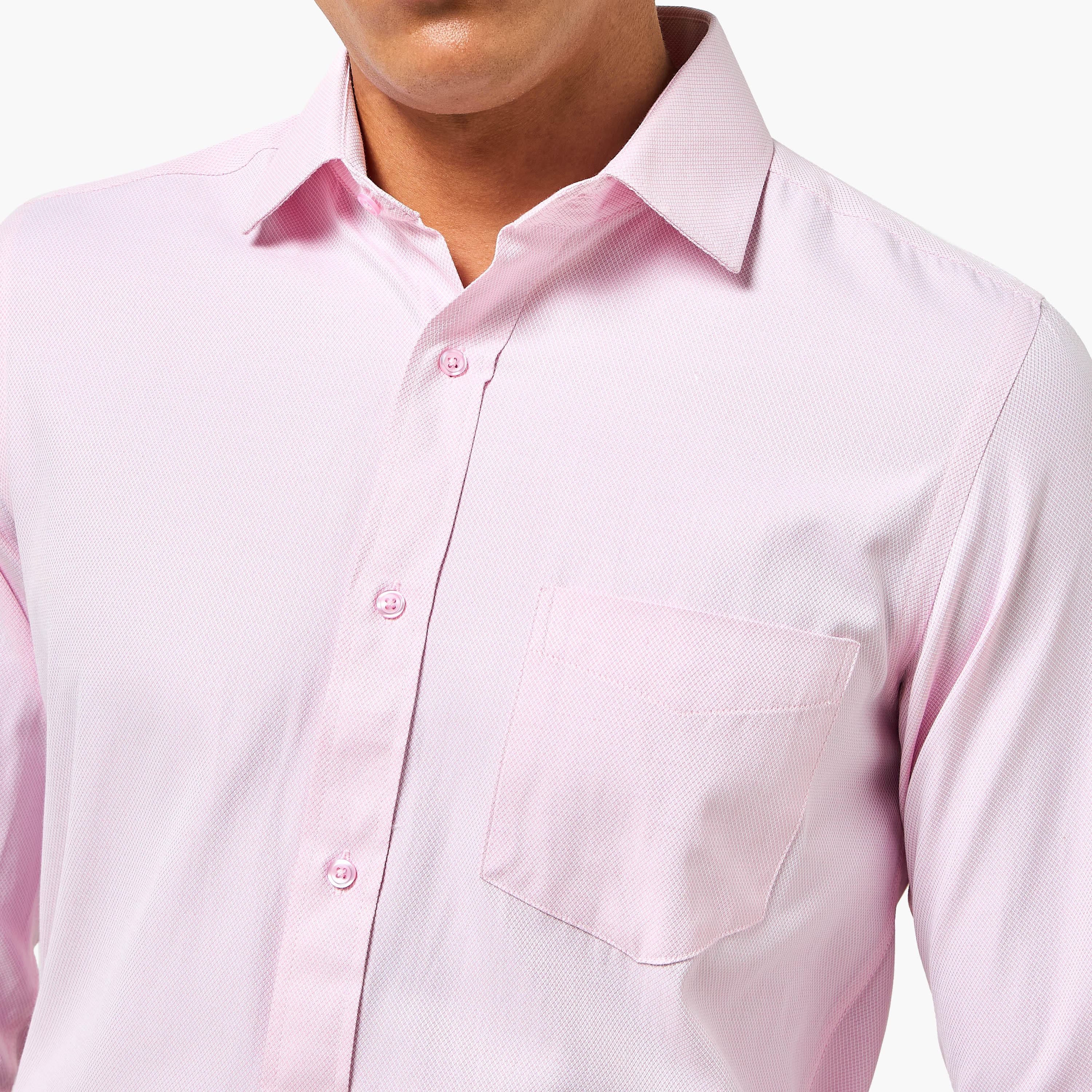 Men Regular Fit Collared Textured Long Sleeve Shirt-men-clothing-shirts-image-2