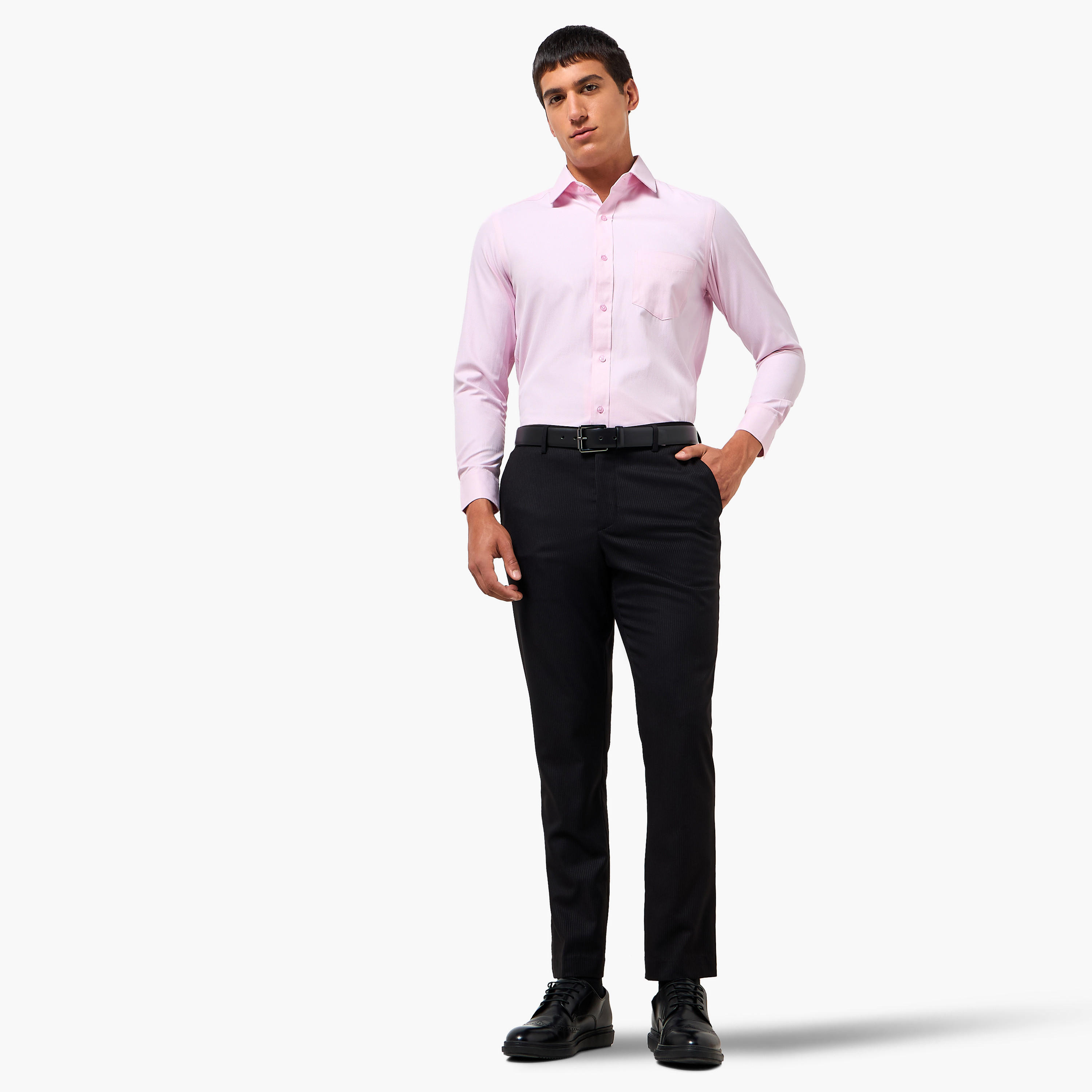 Men Regular Fit Collared Textured Long Sleeve Shirt-men-clothing-shirts-image-3