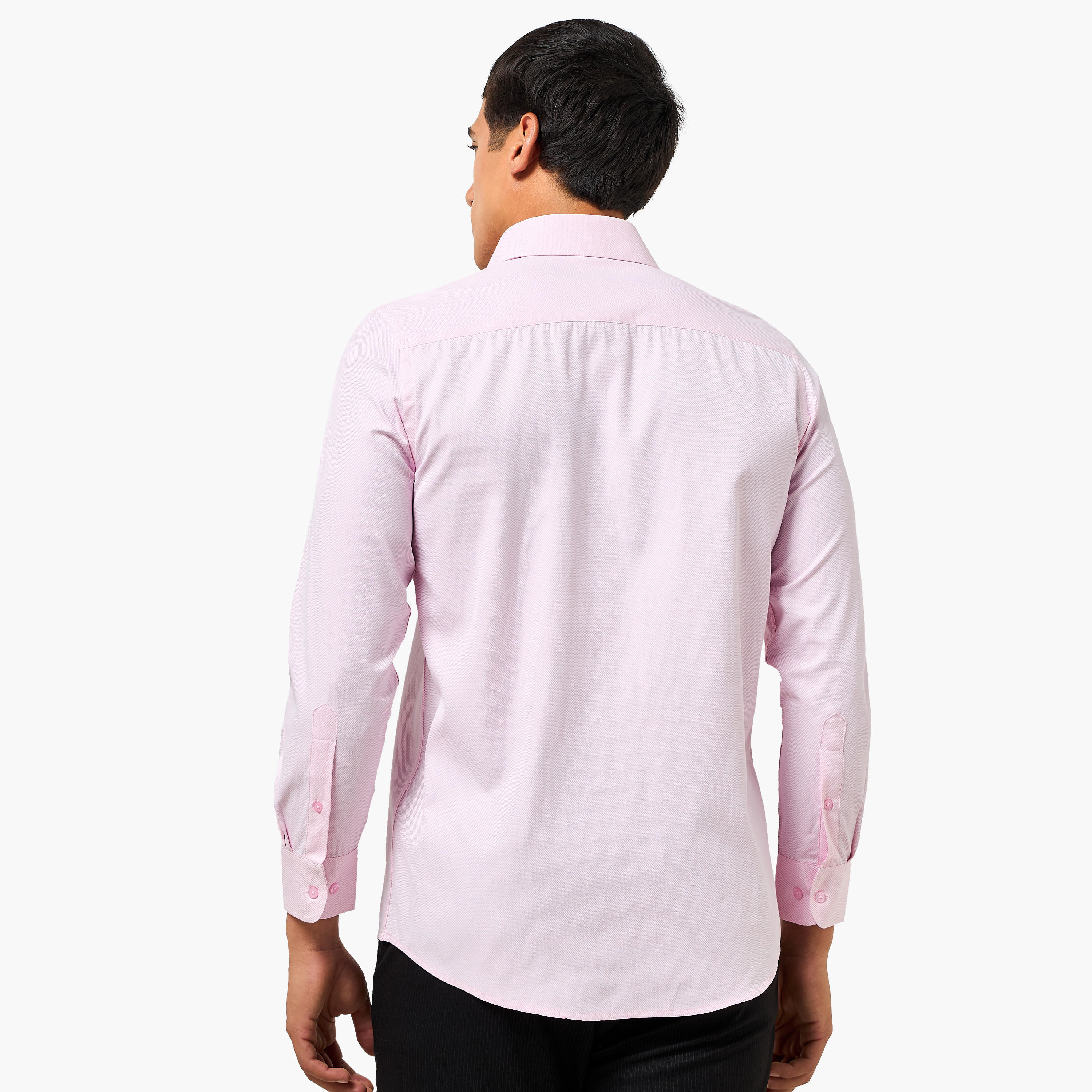 Men Regular Fit Collared Textured Long Sleeve Shirt-men-clothing-shirts-image-4