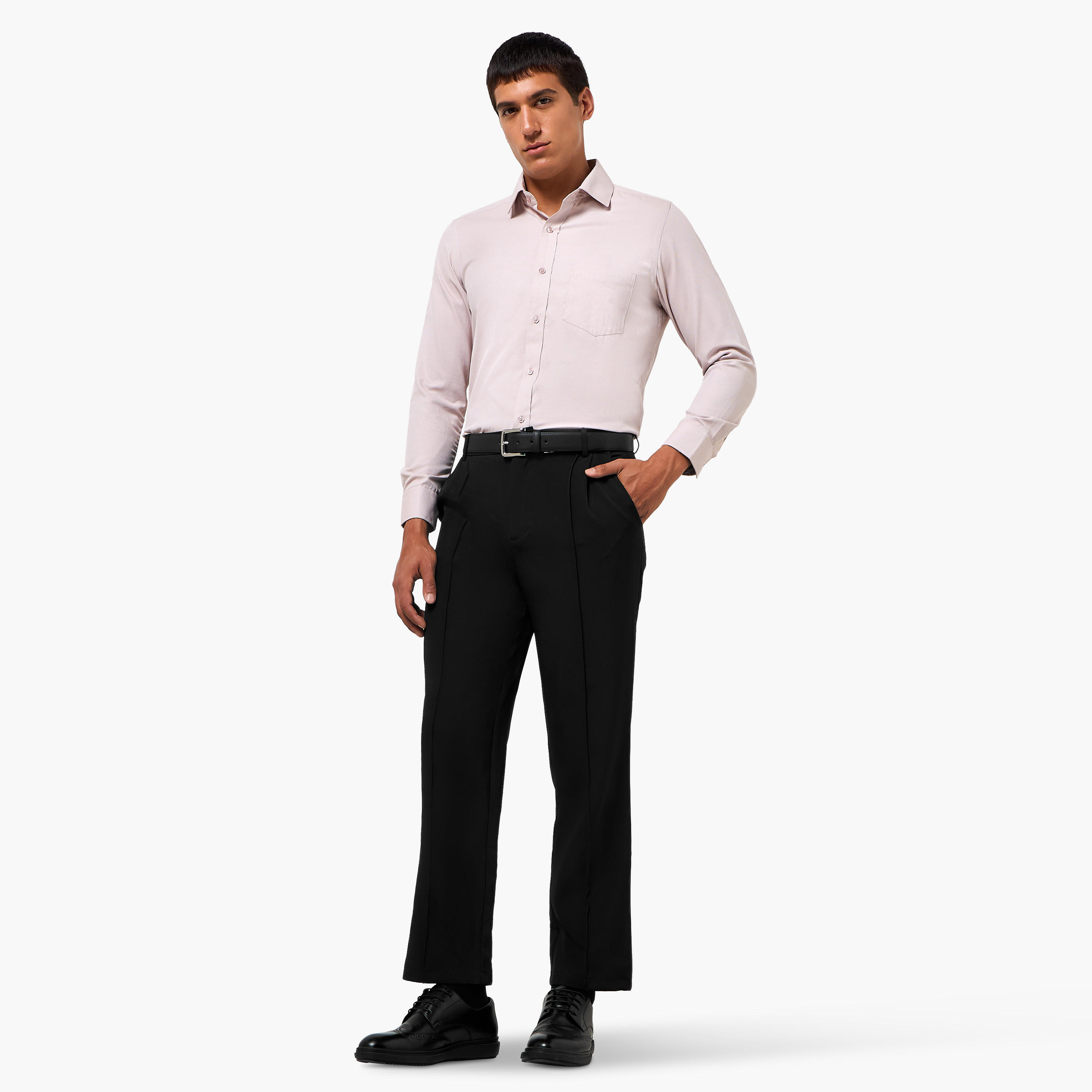 قميص بارز الملمس بأكمام طويلة وياقة وقصة عادية للرجال-men-clothing-shirts-image-5