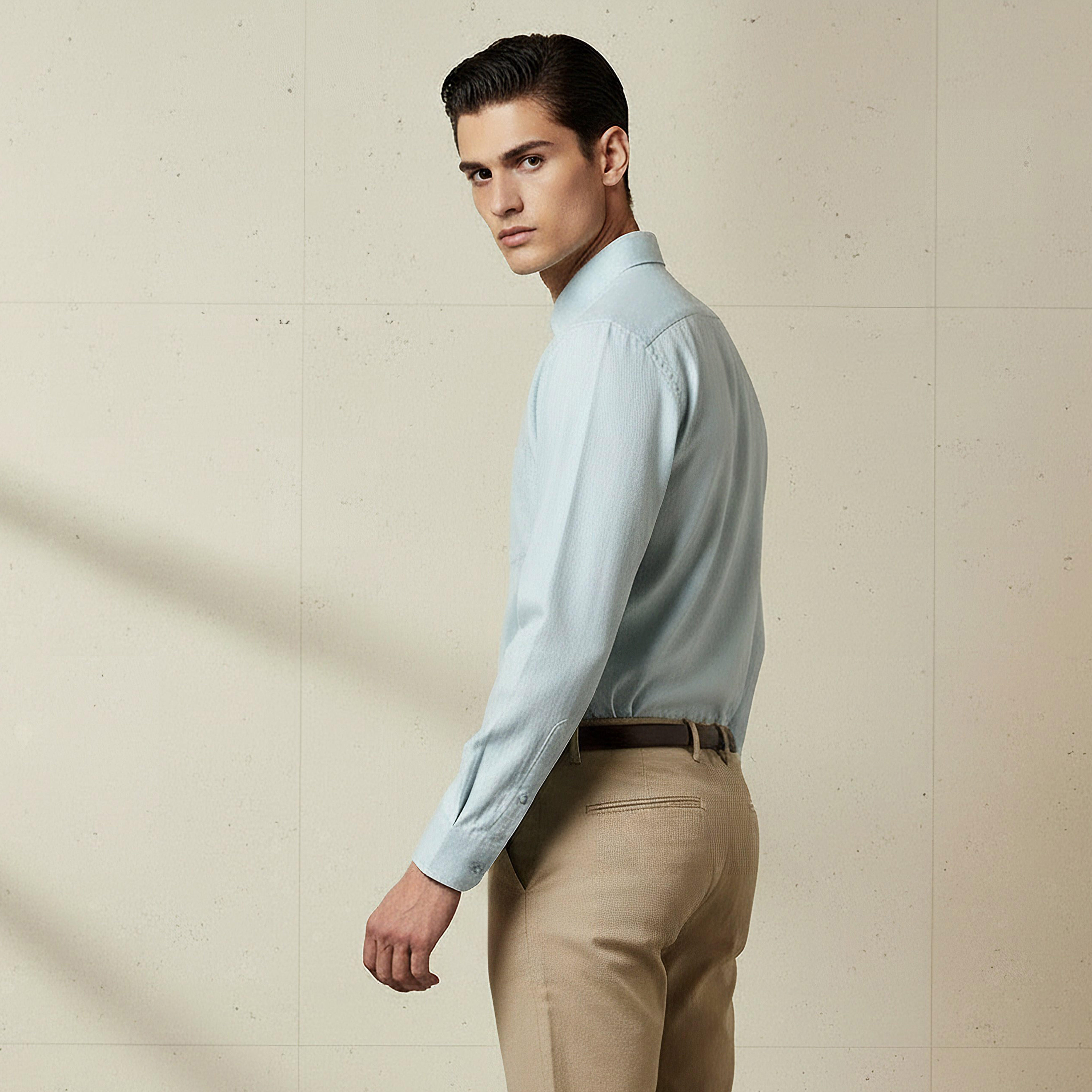 Men Regular Fit Collared Textured Long Sleeve Shirt-men-clothing-shirts-image-3