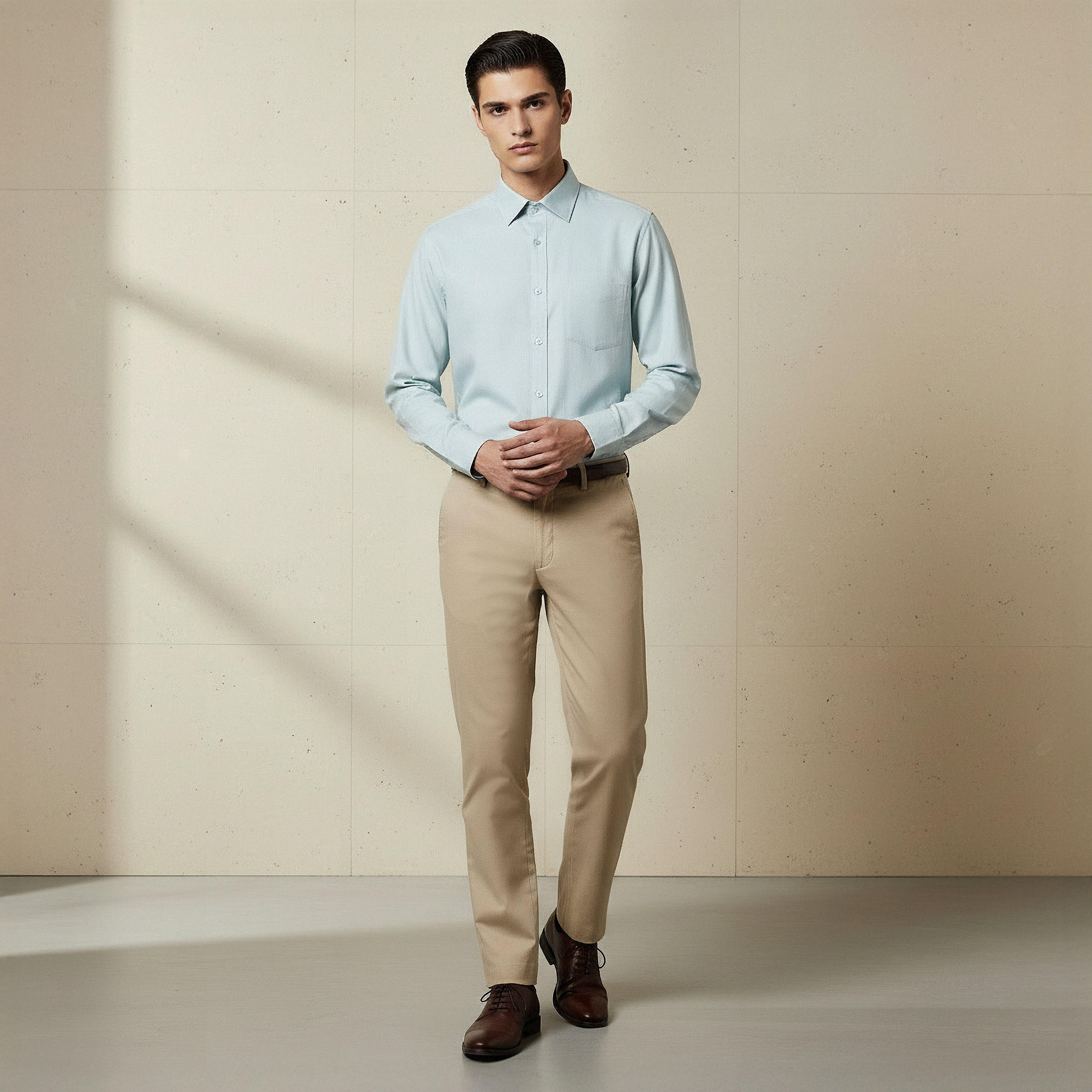 Men Regular Fit Collared Textured Long Sleeve Shirt-men-clothing-shirts-image-4
