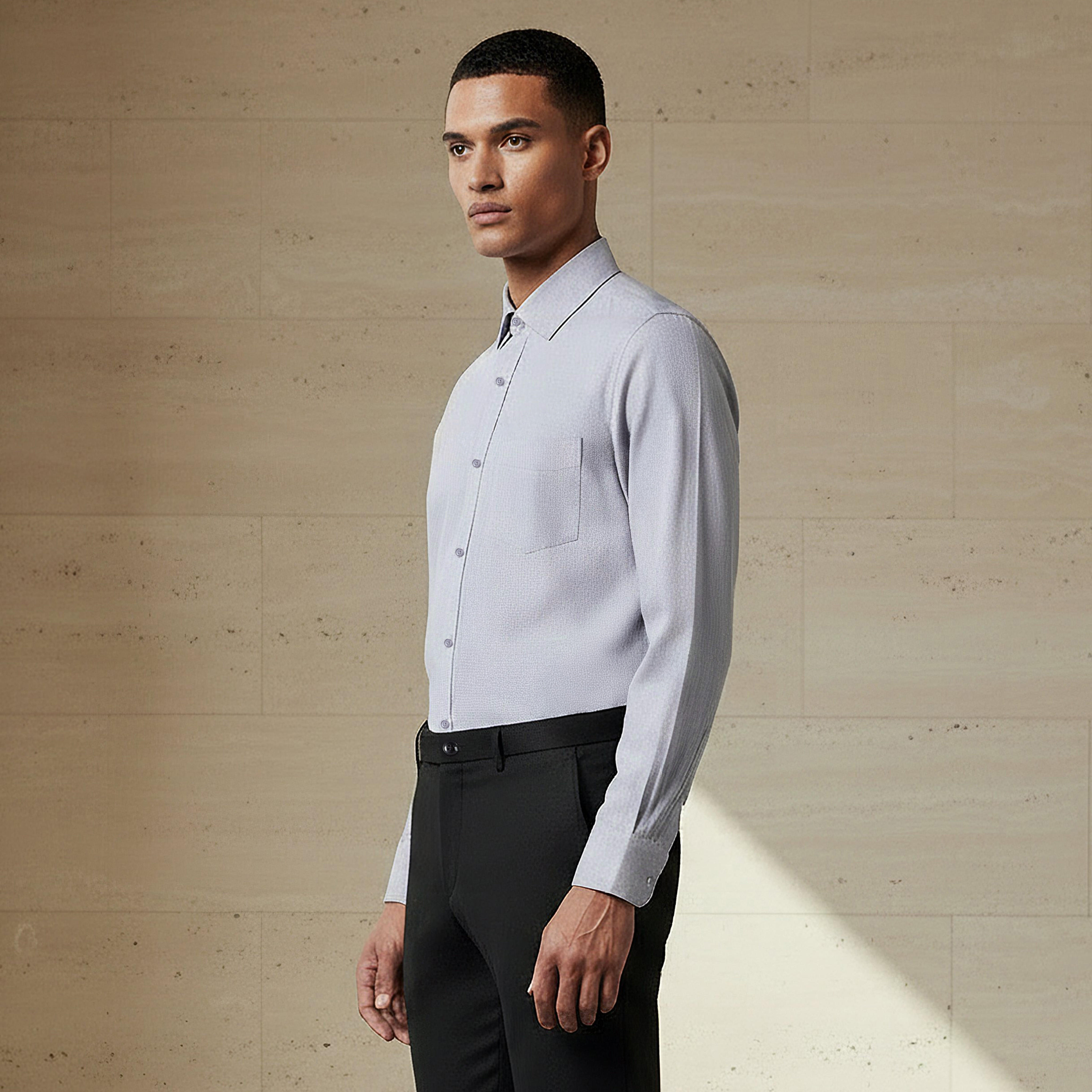 قميص بارز الملمس بأكمام طويلة وياقة وقصة عادية للرجال-men-clothing-shirts-image-1
